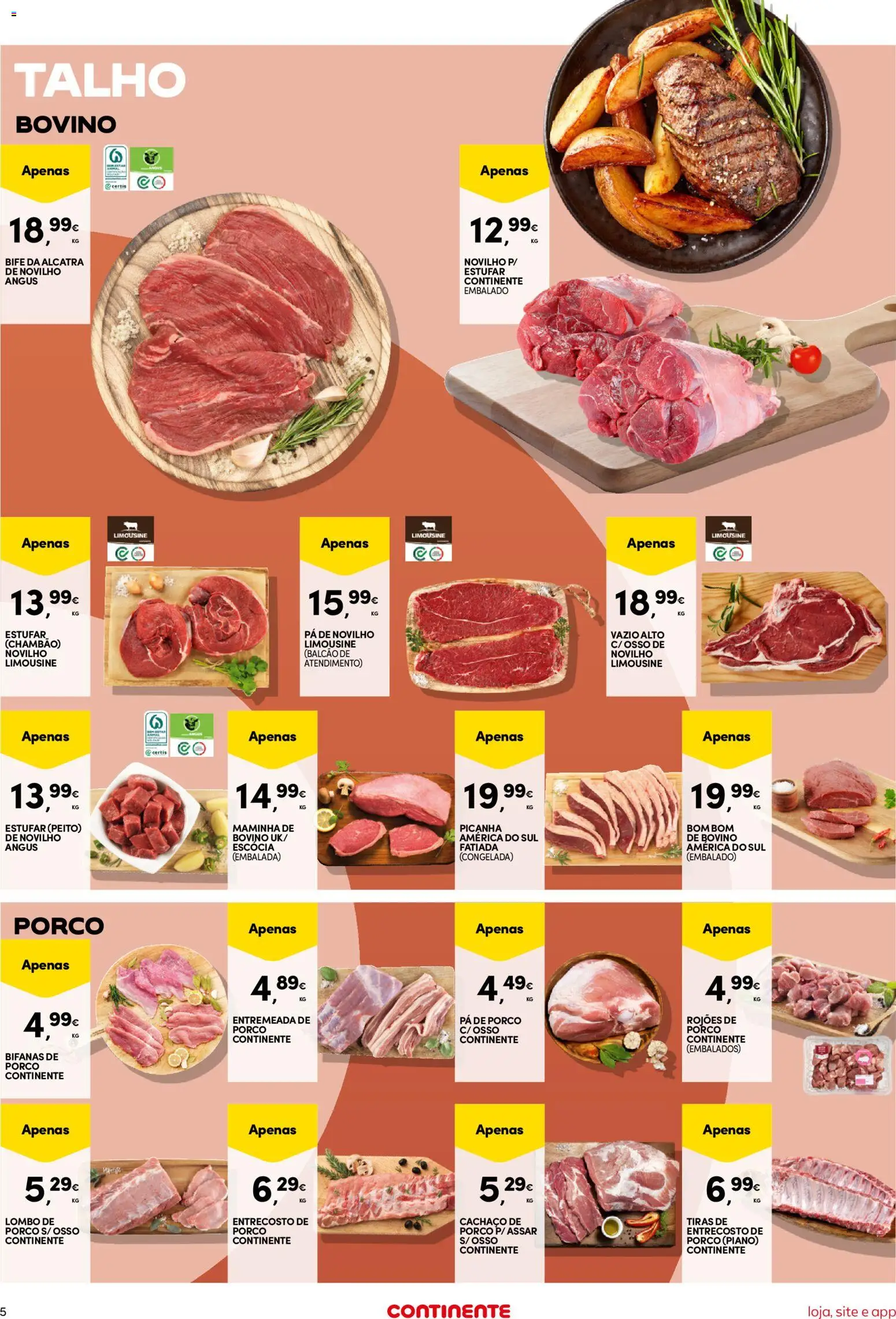 Continente folheto Bom Dia │ válido de 06/10/2026 | Página: 5 | Produtos: Pá de porco, Entremeada, Lombo, Pá