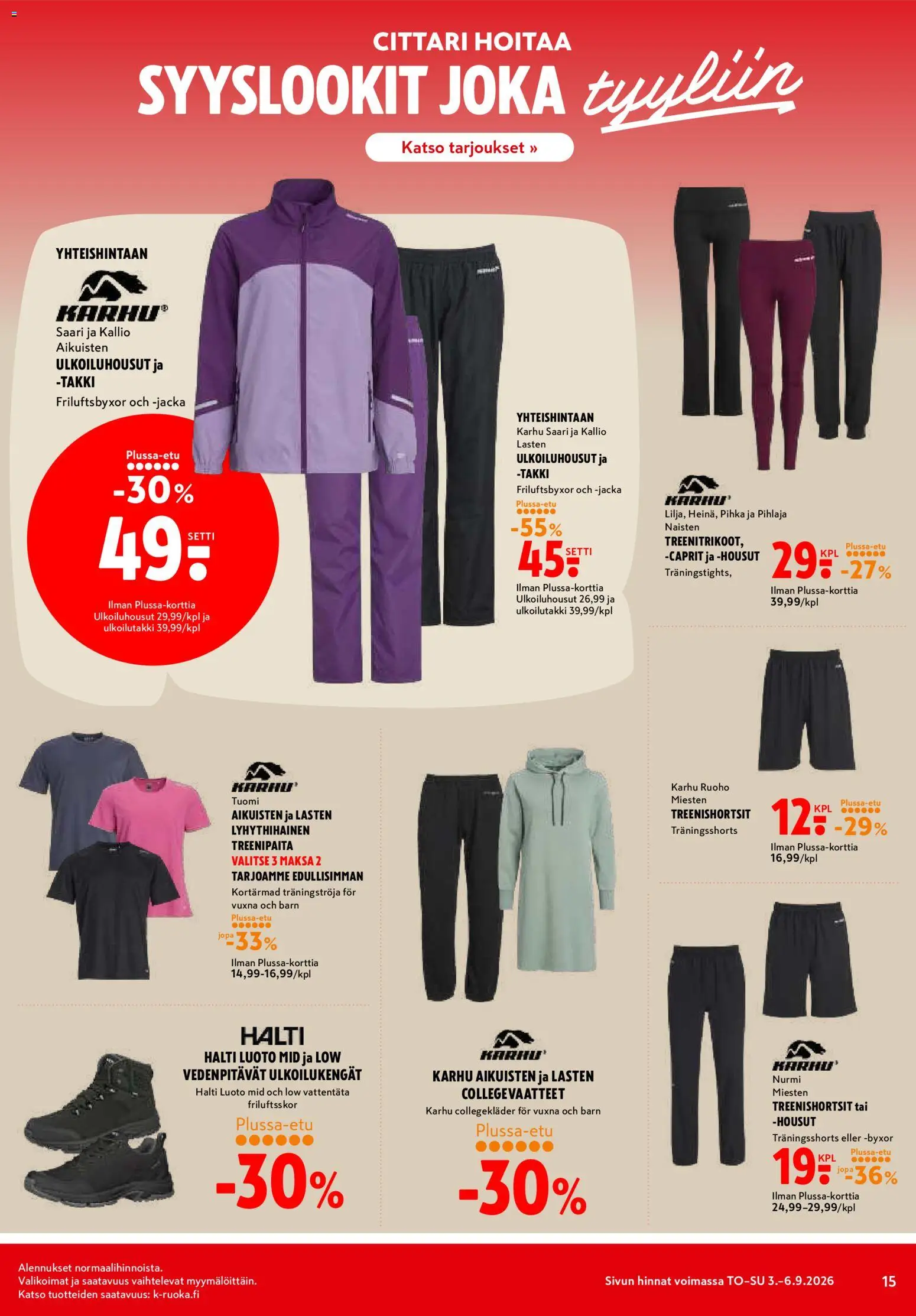 K-Citymarket tarjoukset – voimassa 03/09/2026 alkaen | Sivu: 15 | Tuotteet: Takki, Housut