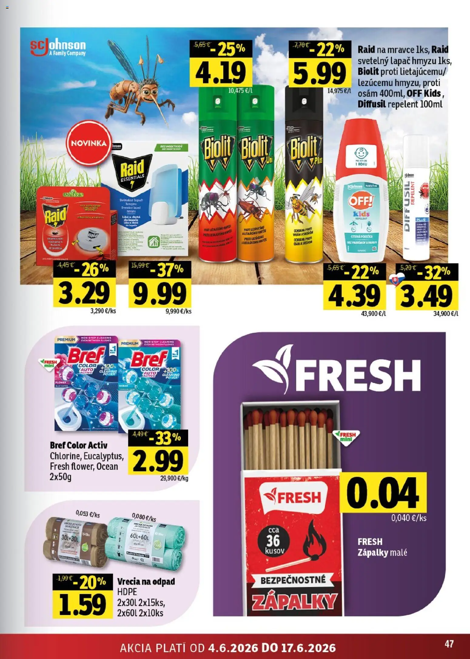 Nové Fresh akcie – leták je platný od 04.06.2026 | Strana: 47 | Produkty: Raid