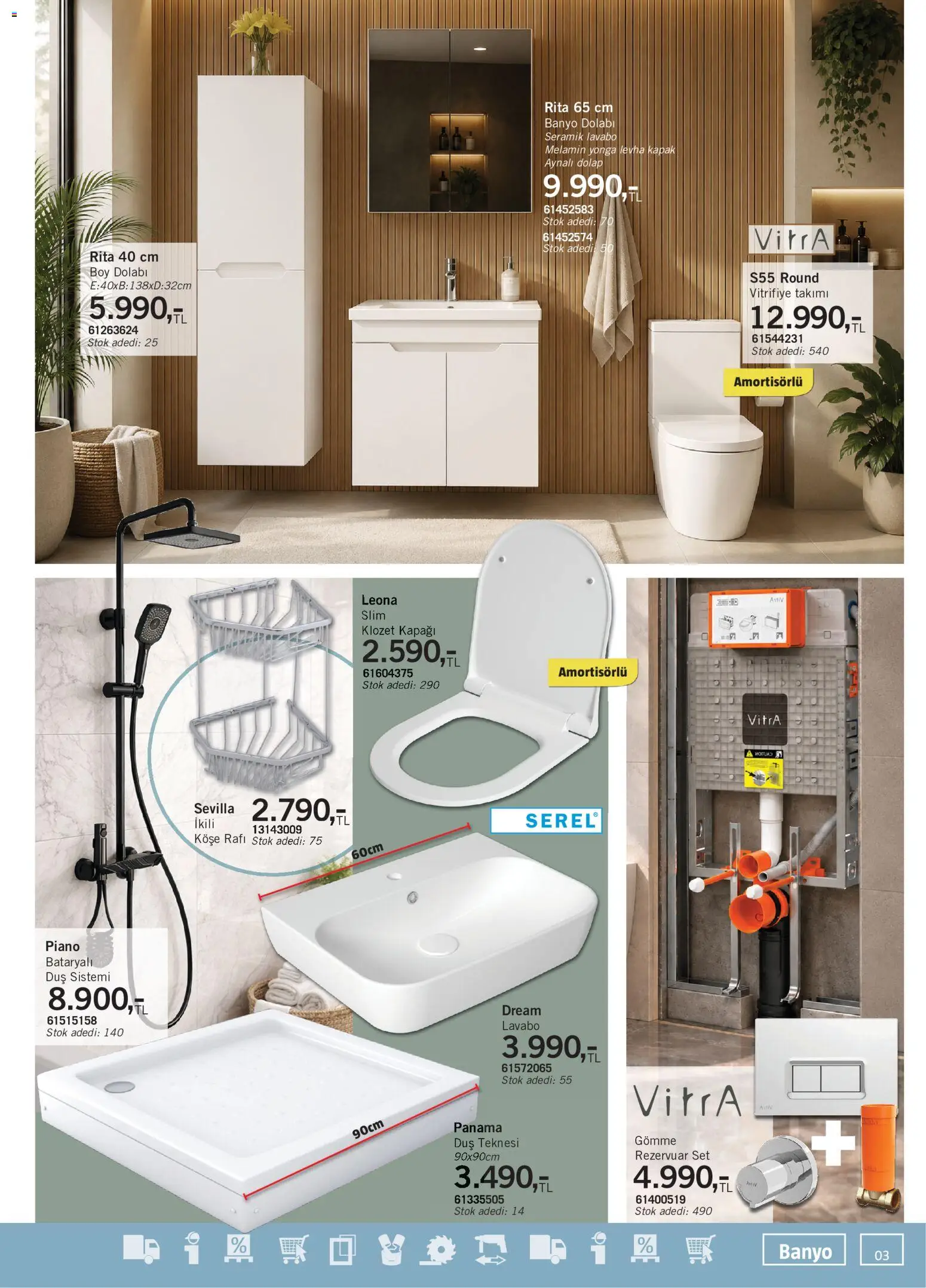 Bauhaus Katalog - 03 Ekim 2026 tarihinden itibaren geçerlidir | Sayfa: 3 | Ürünler: Lavabo, Banyo, Duş