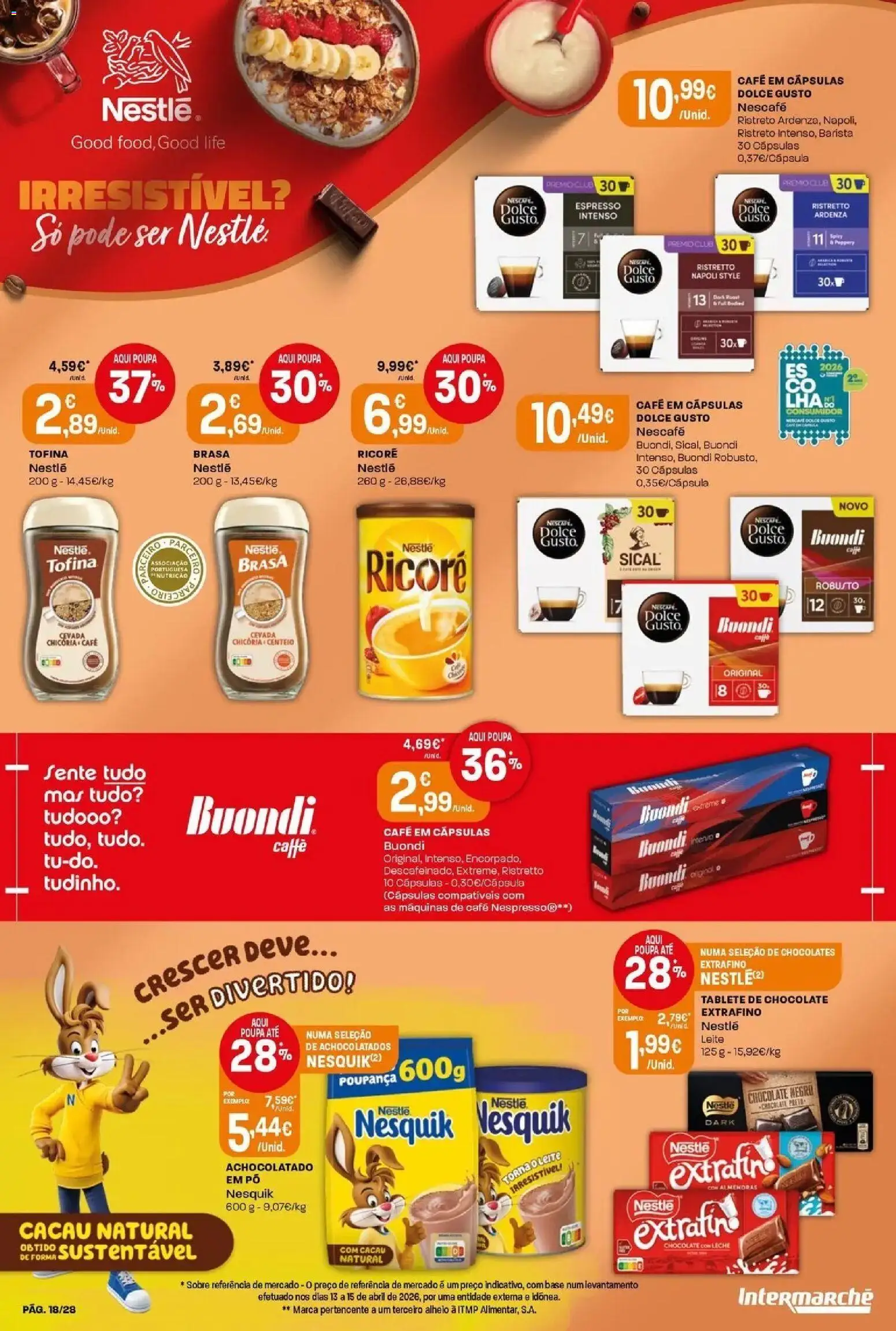 Intermarché - Isto é que são preços BAIXOS │ válido de 21.05.2026 | Página: 18 | Produtos: Chocolates, Base, Leite, Chocolate
