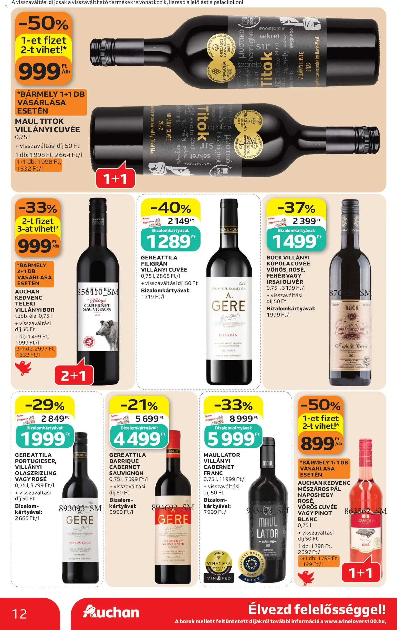 Auchan akciós ujság - amely érvényes a következő dátumtól: 2026.10.01. | Oldal: 12 | Termékek: Sál, Cabernet Sauvignon, Bor, Rosé