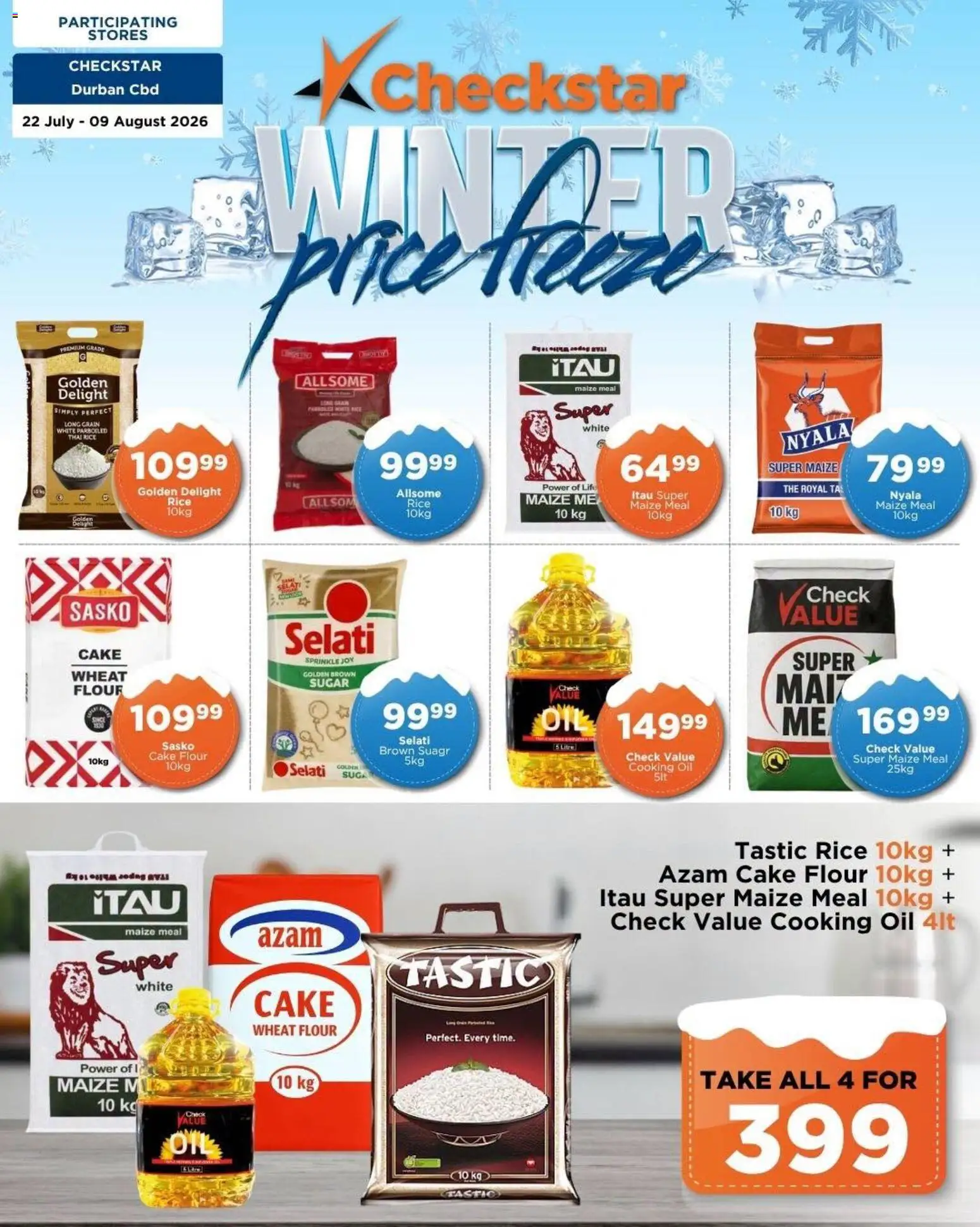 New Check Star catalogue – valid from 22/07/2026 | Page: 1 | Products: Flour, Maize meal, Rice, Sugar