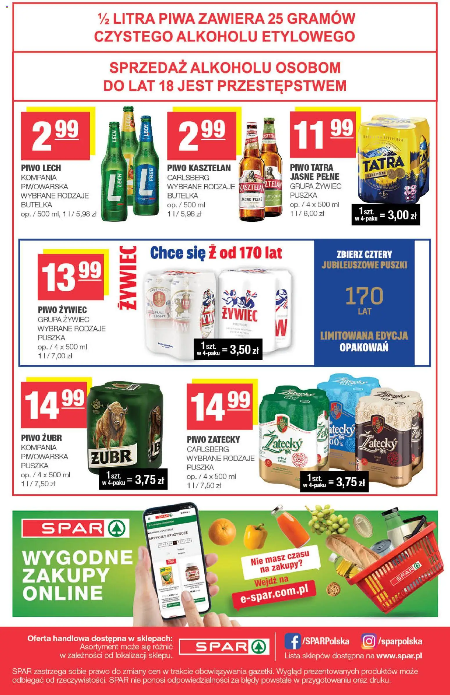 Spar gazetka od 23.09.2026 | Strona: 8 | Produkty: Lech, Carlsberg, Piwo, Piwo zatecky
