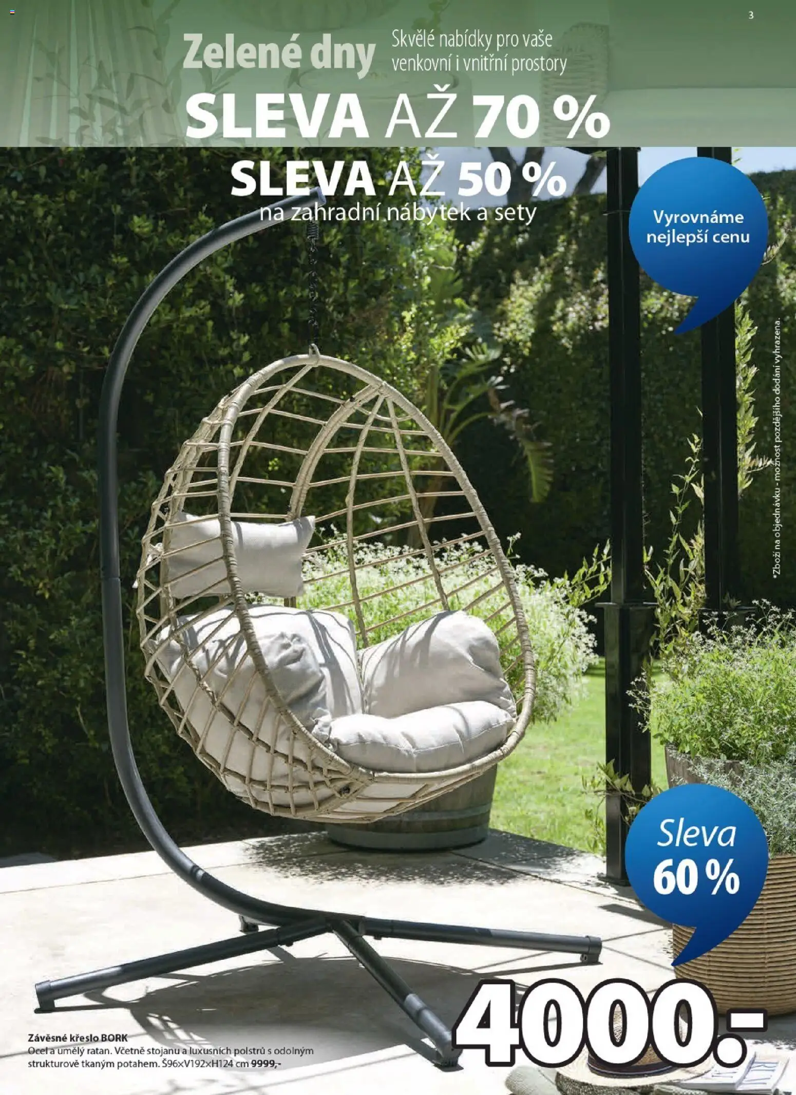 JYSK leták - Zelené dny od 20.05.2026 | Strana: 3 | Produkty: Ocet, Nábytek, Křeslo, Zahradní nábytek