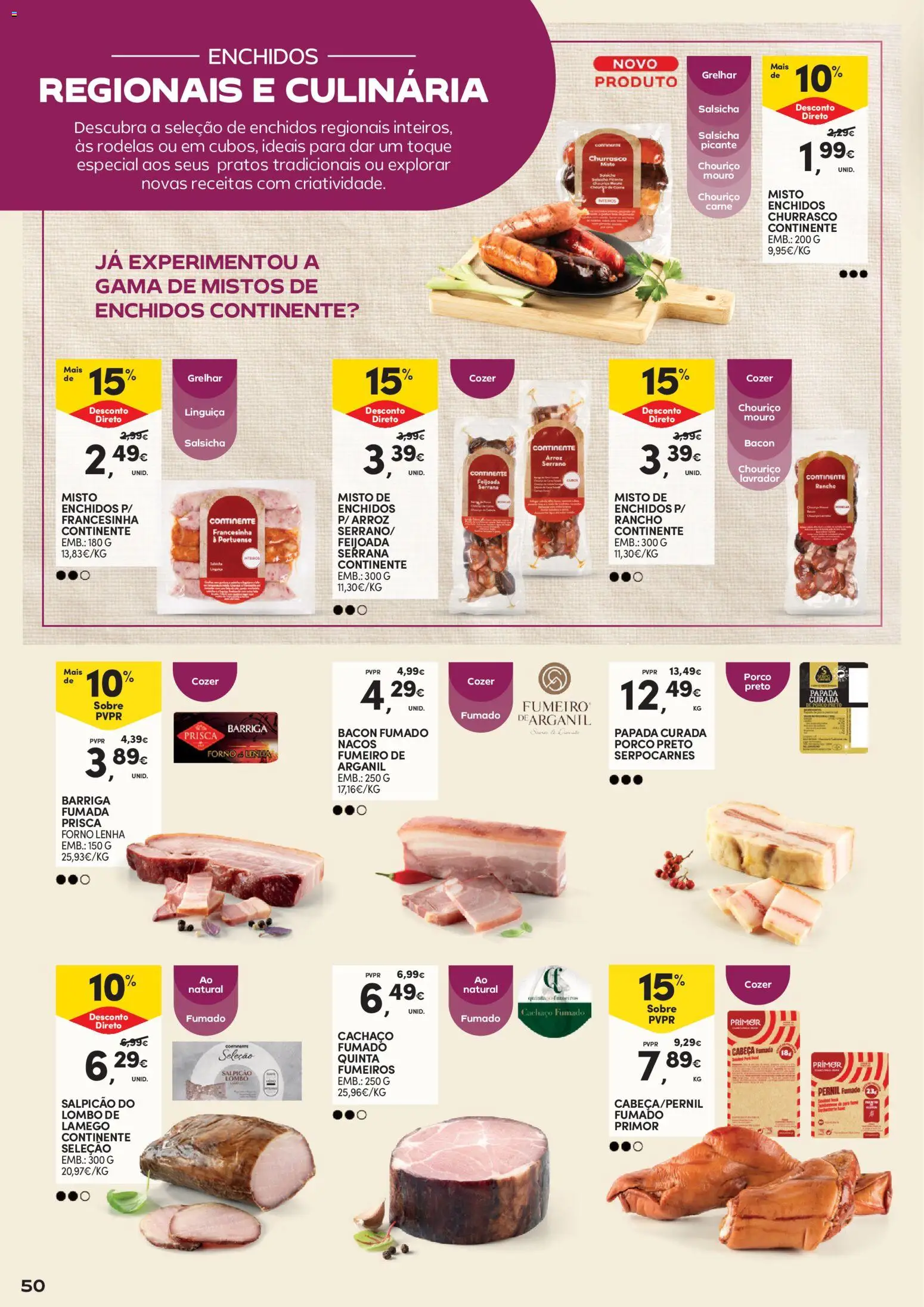 Continente Vinhos, Enchidos e Queijos │ válido de 22/09/2026 | Página: 50 | Produtos: Forno, Pernil, Salsicha, Arroz