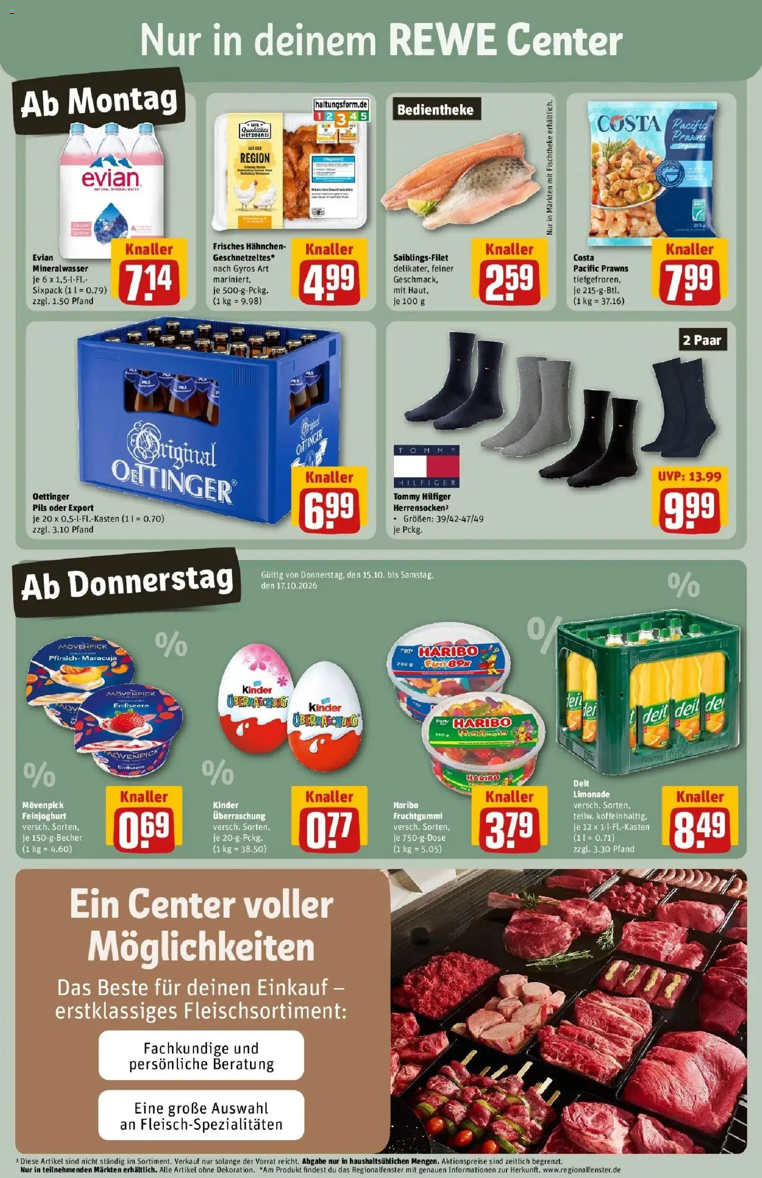 REWE Prospekt ab 12.10.2026 zum Blättern » Angebote | Seite: 3 | Produkte: Pils, Limonade, Mineralwasser, Pfirsich