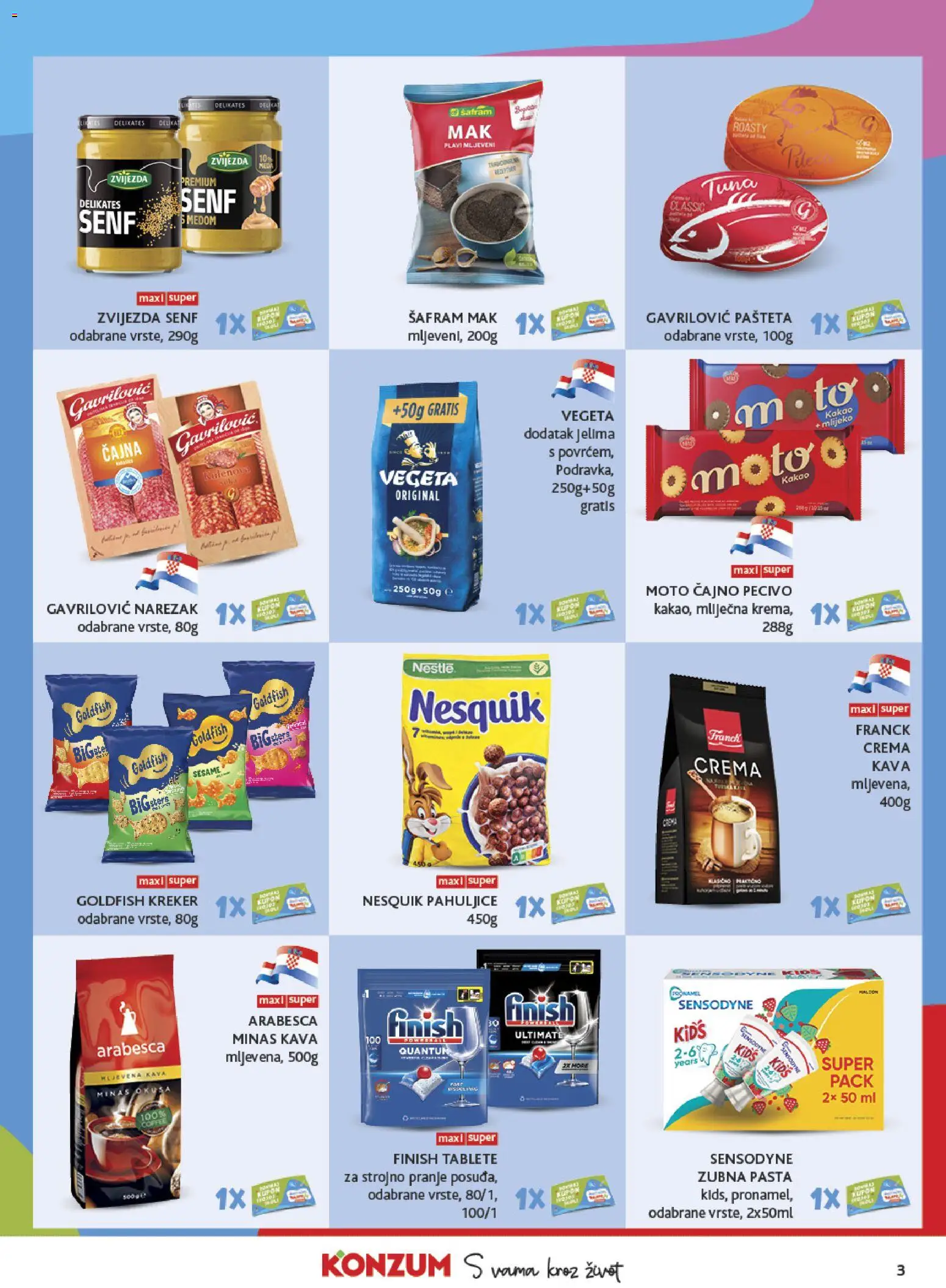Konzum HR akciós ujság - amely érvényes a következő dátumtól: 2026.09.09. | Oldal: 3 | Termékek: Vegeta, Nestlé, Finish, Mák