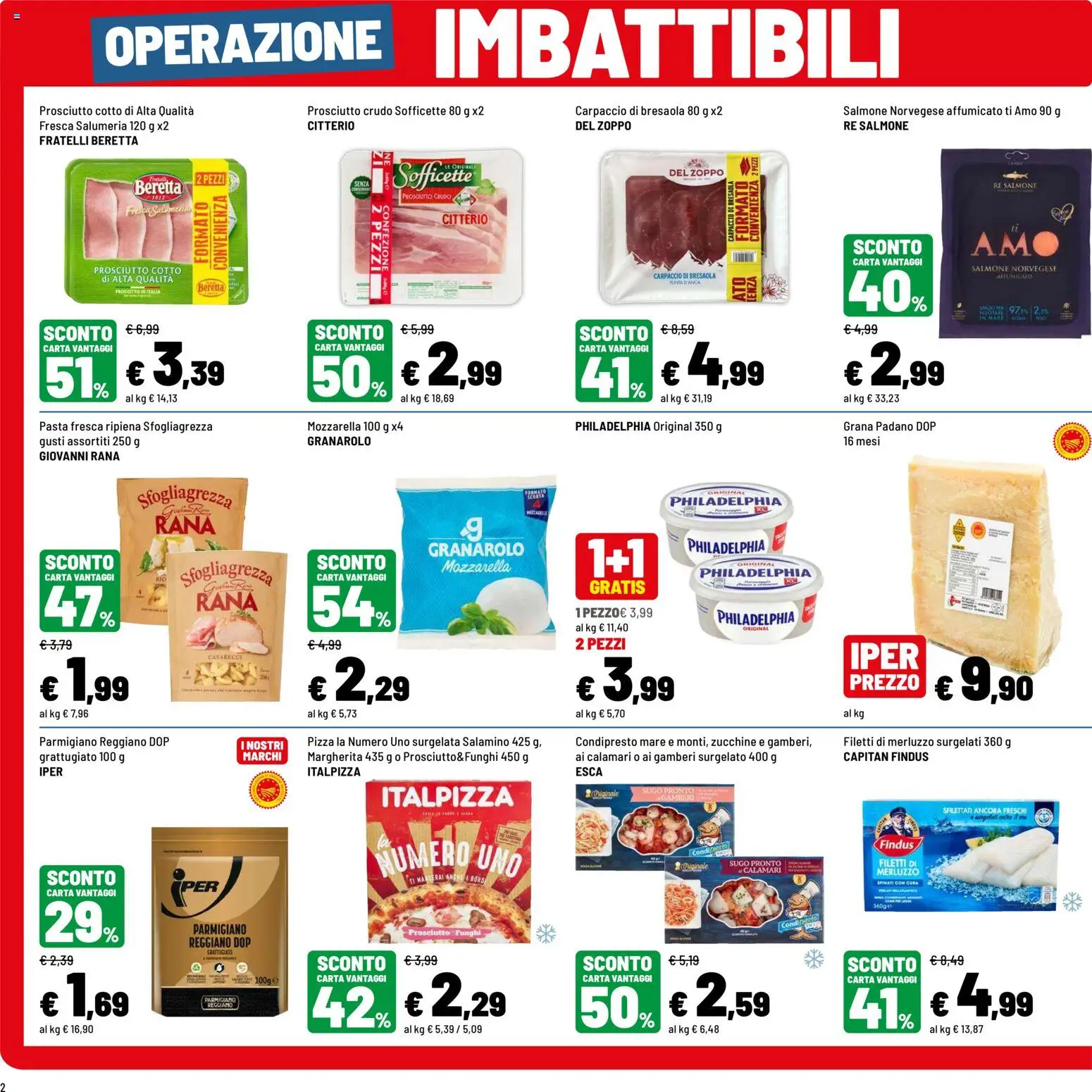 Volantino Iper del 19/08/2026 | Pagina: 2 | Prodotti: Pizza, Carpaccio, Pasta, Grana Padano