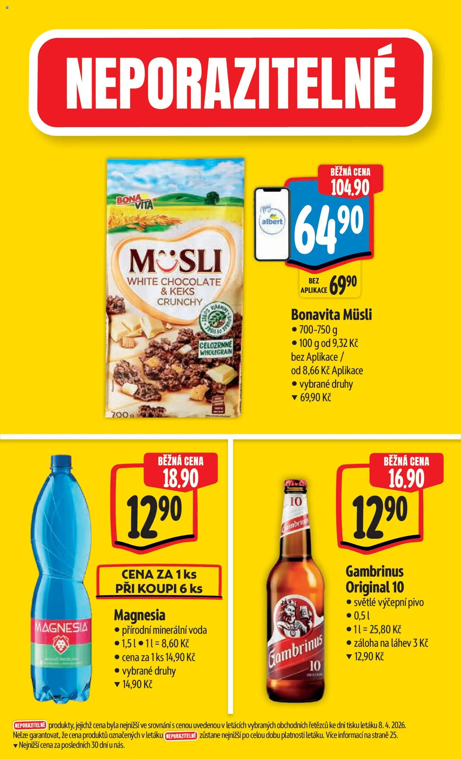 Albert leták - Hypermarket od 15.04.2026 | Strana: 5 | Produkty: Voda, Pivo, Minerální voda, Láhev