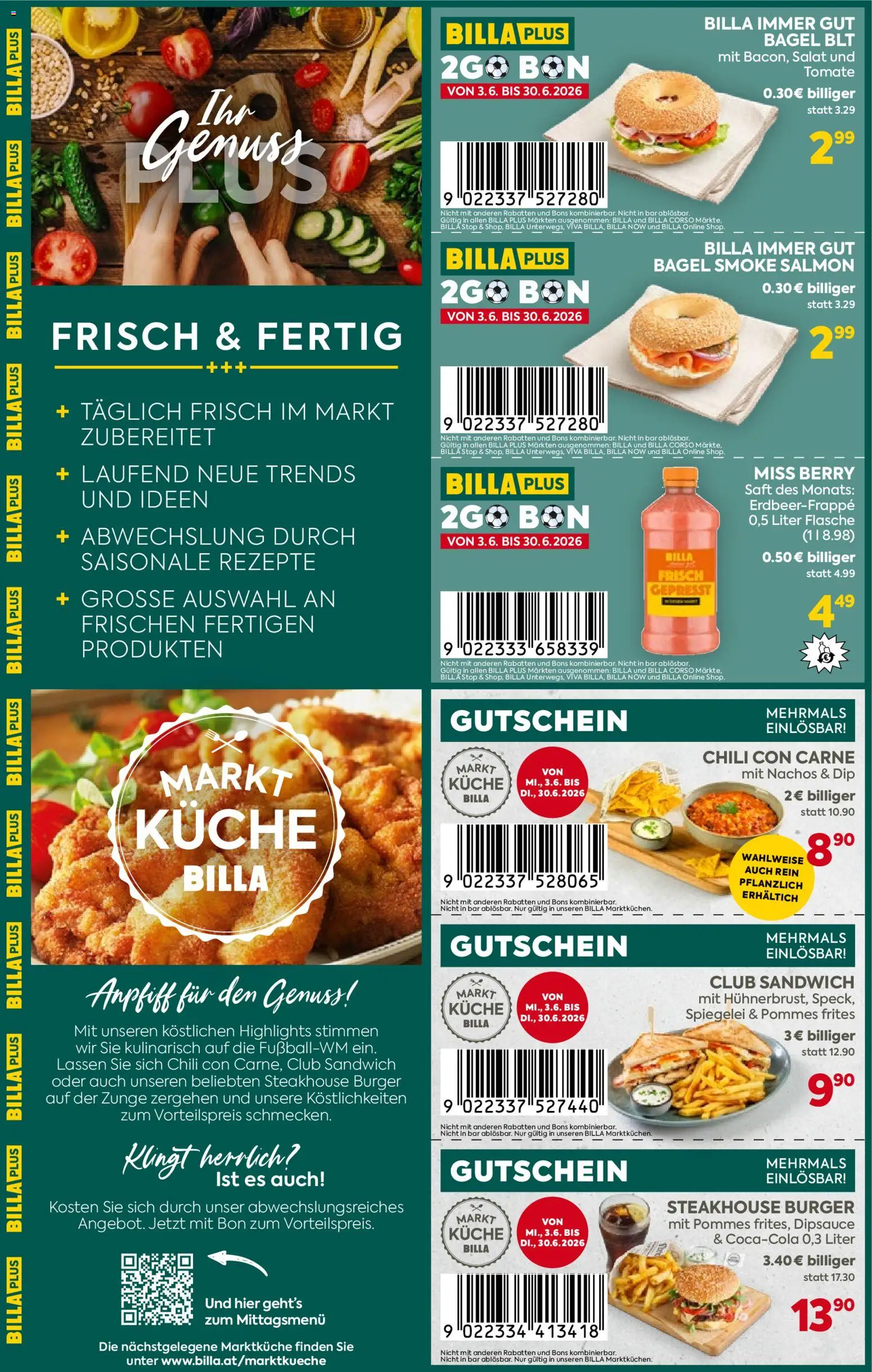 Billa Plus 2Go Bons gültig ab 03.06.2026 | Seite: 4 | Produkte: Salat, Chili, Saft