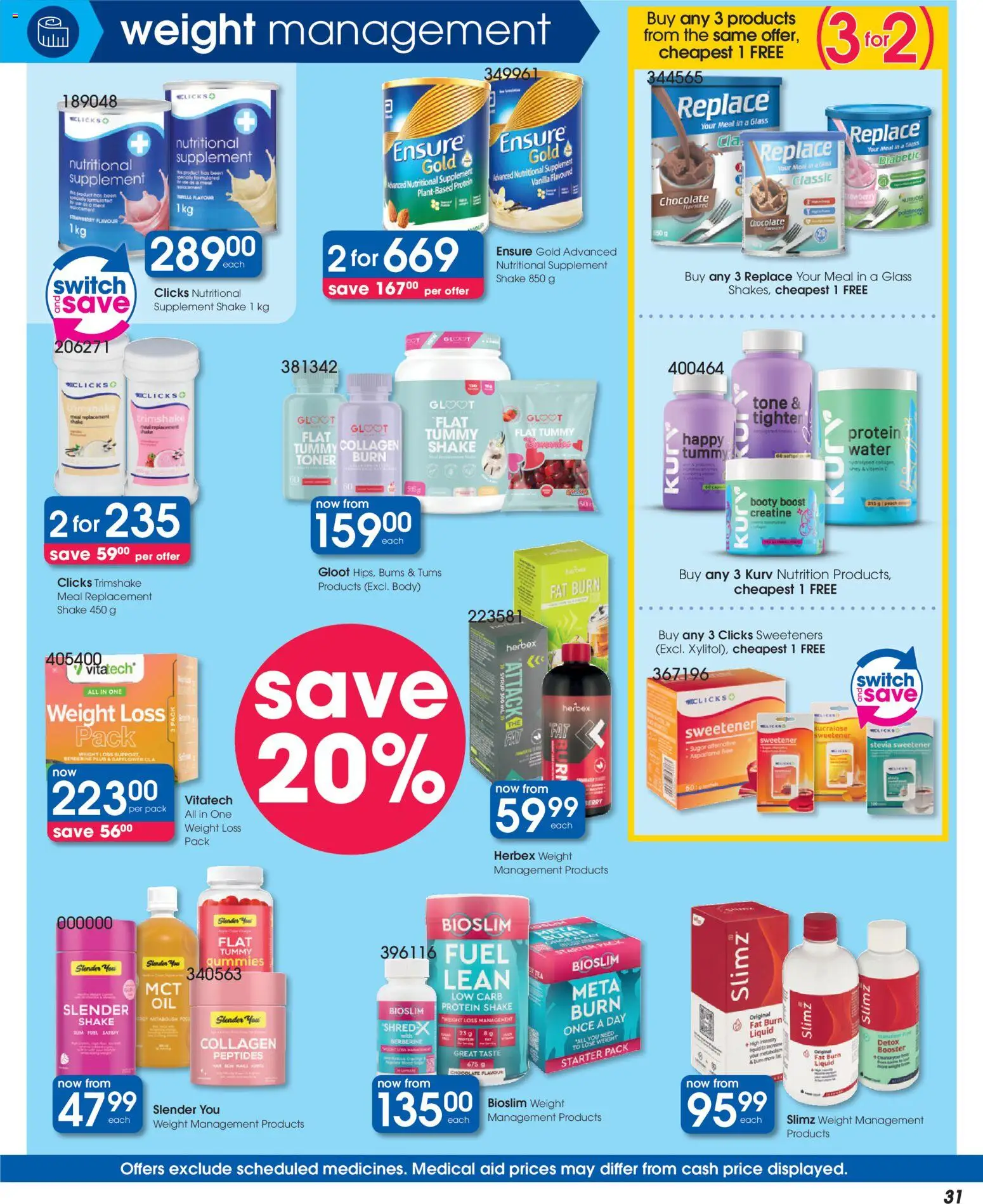 New Clicks catalogue – valid from 23.04.2026 | Page: 31 | Products: Sweetener, Toner, Tea, Sugar