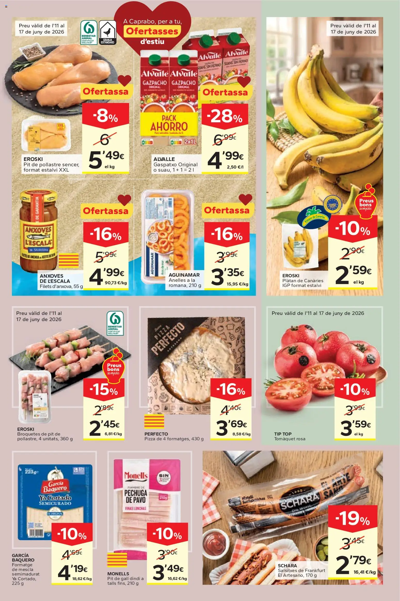 Caprabo Ofertasses d'estiu │ válido desde el 11.06.2026 | Página: 5 | Productos: Στιγμιαίος καφές, Pizza, Gazpacho