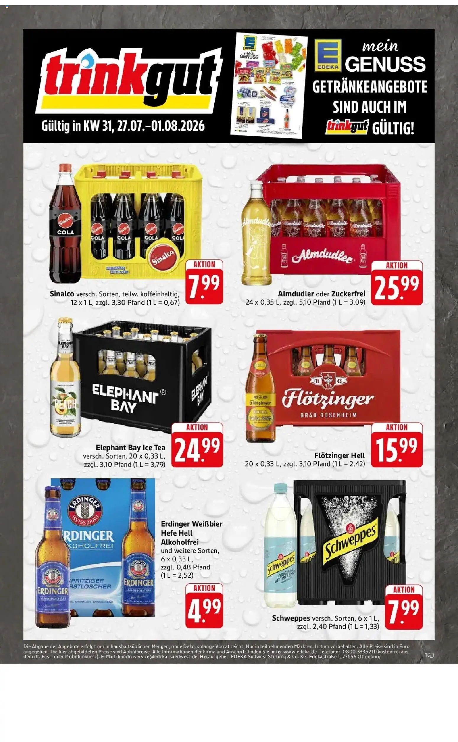 Edeka Prospekt Groß-Gerau – gültig ab 27.07.2026 | Seite: 58 | Produkte: Sinalco, Erdinger, Weißbier, Schweppes