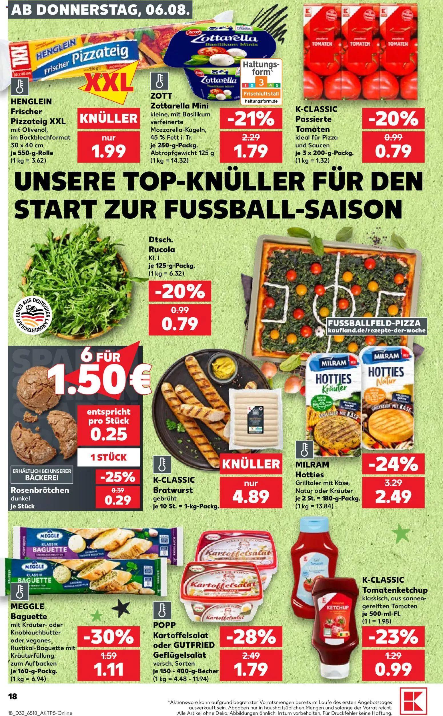 Kaufland Prospekt Köln – gültig ab 06.08.2026 | Seite: 18 | Produkte: Rucola, Bratwurst, Tomaten, Milram