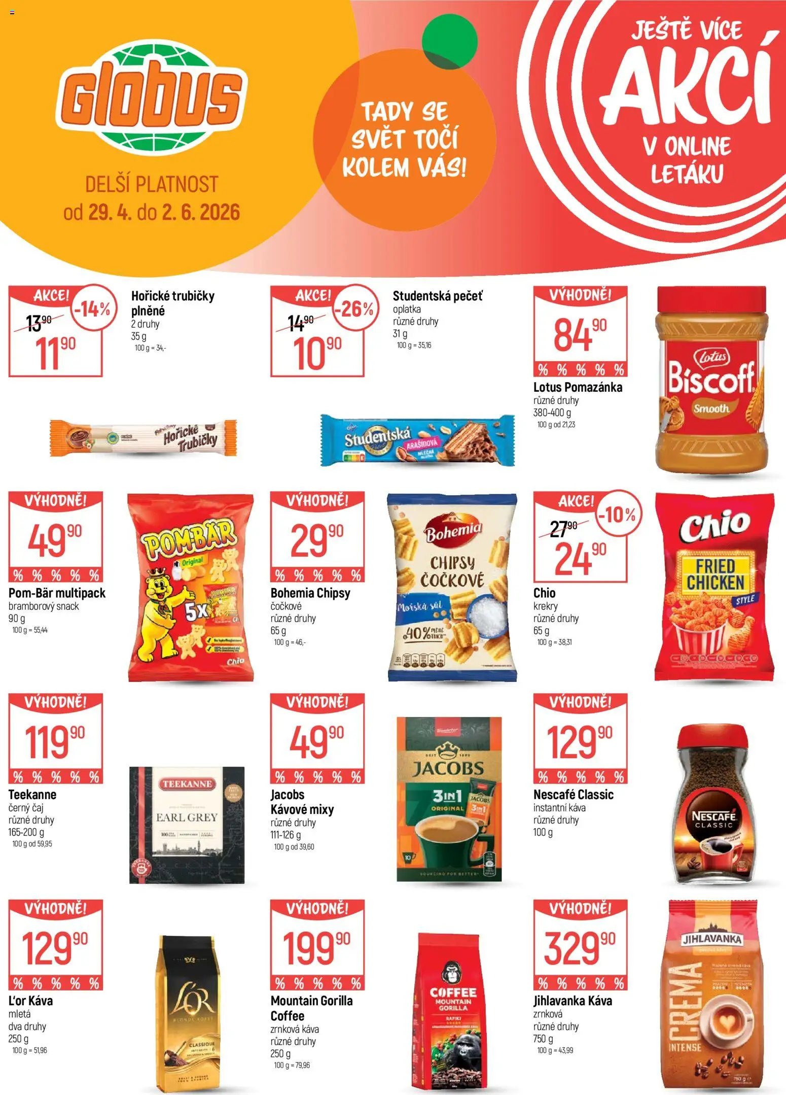 Globus leták - Praha Černý Most od 06.05.2026 | Strana: 36 | Produkty: Jihlavanka, Studentská pečeť, Lotus Biscoff, Pomazánka