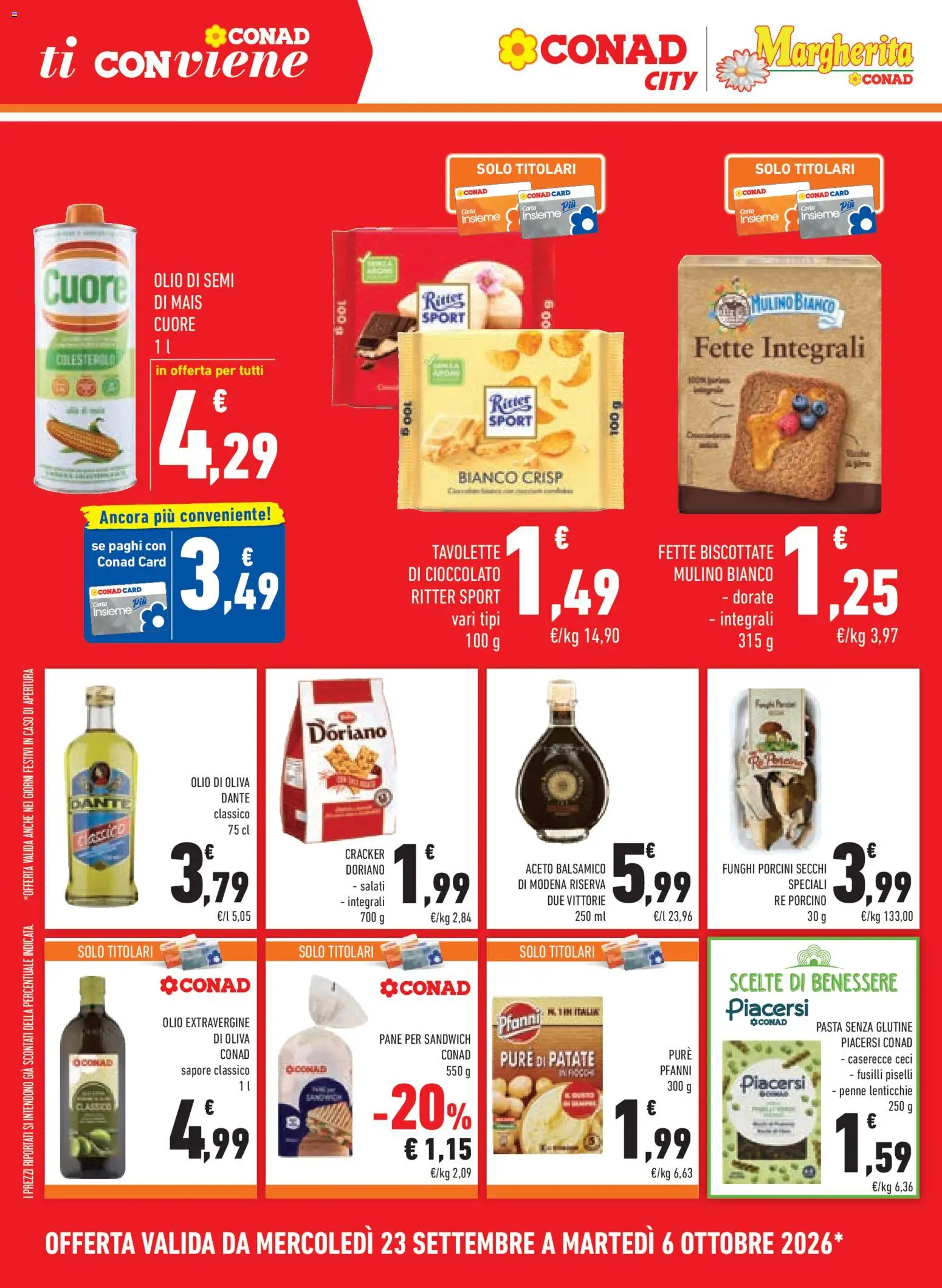 Volantino Conad del 23/09/2026 | Pagina: 12 | Prodotti: Lenticchie, Funghi, Cracker, Aceto