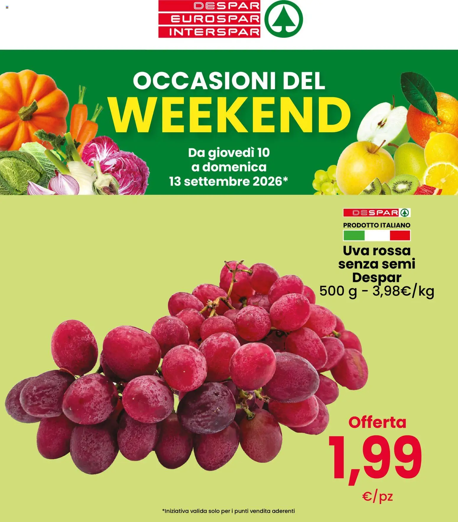 Volantino Eurospar del 10/09/2026 | Pagina: 1 | Prodotti: Uva