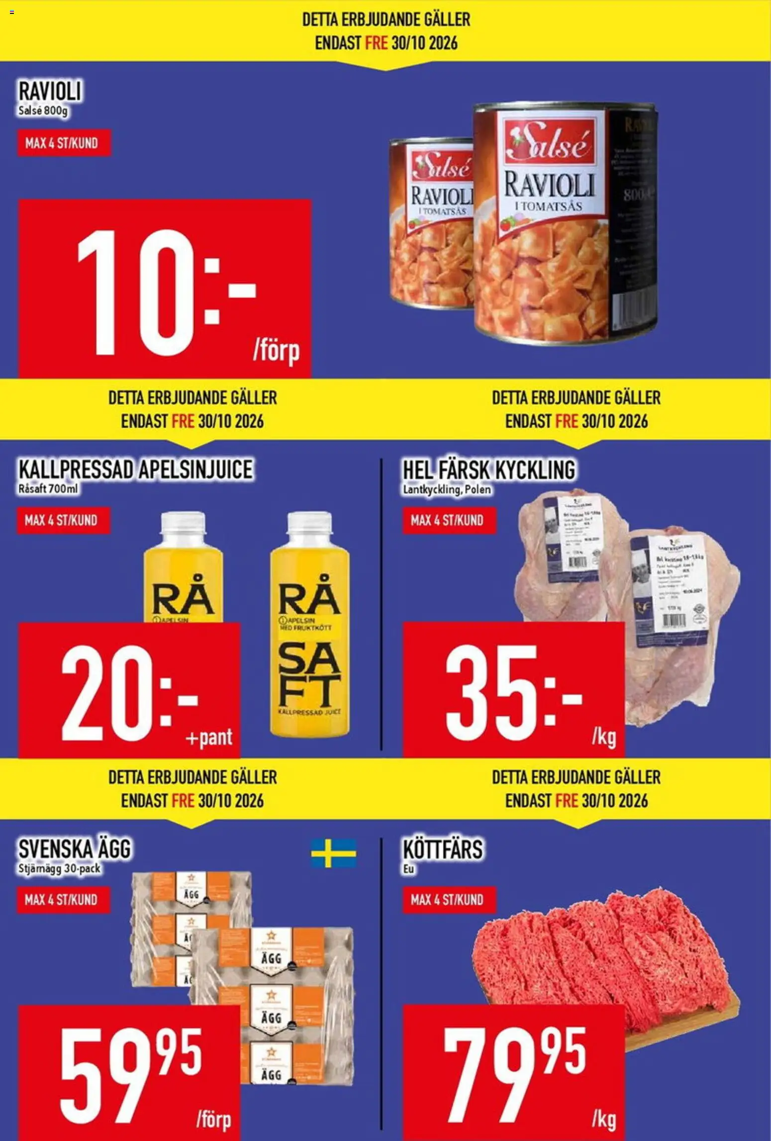 Matdax reklamblad aktuell från 26/10/2026 | Sida: 4 | Produkter: Galler, Ägg, Juice, Apelsin