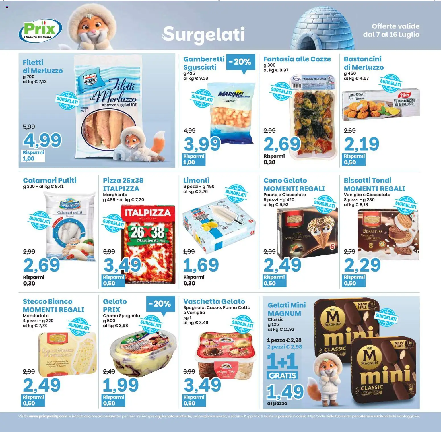 Volantino Prix del 07/07/2026 | Pagina: 10 | Prodotti: Crema, Pizza, Calamari, Gamberetti