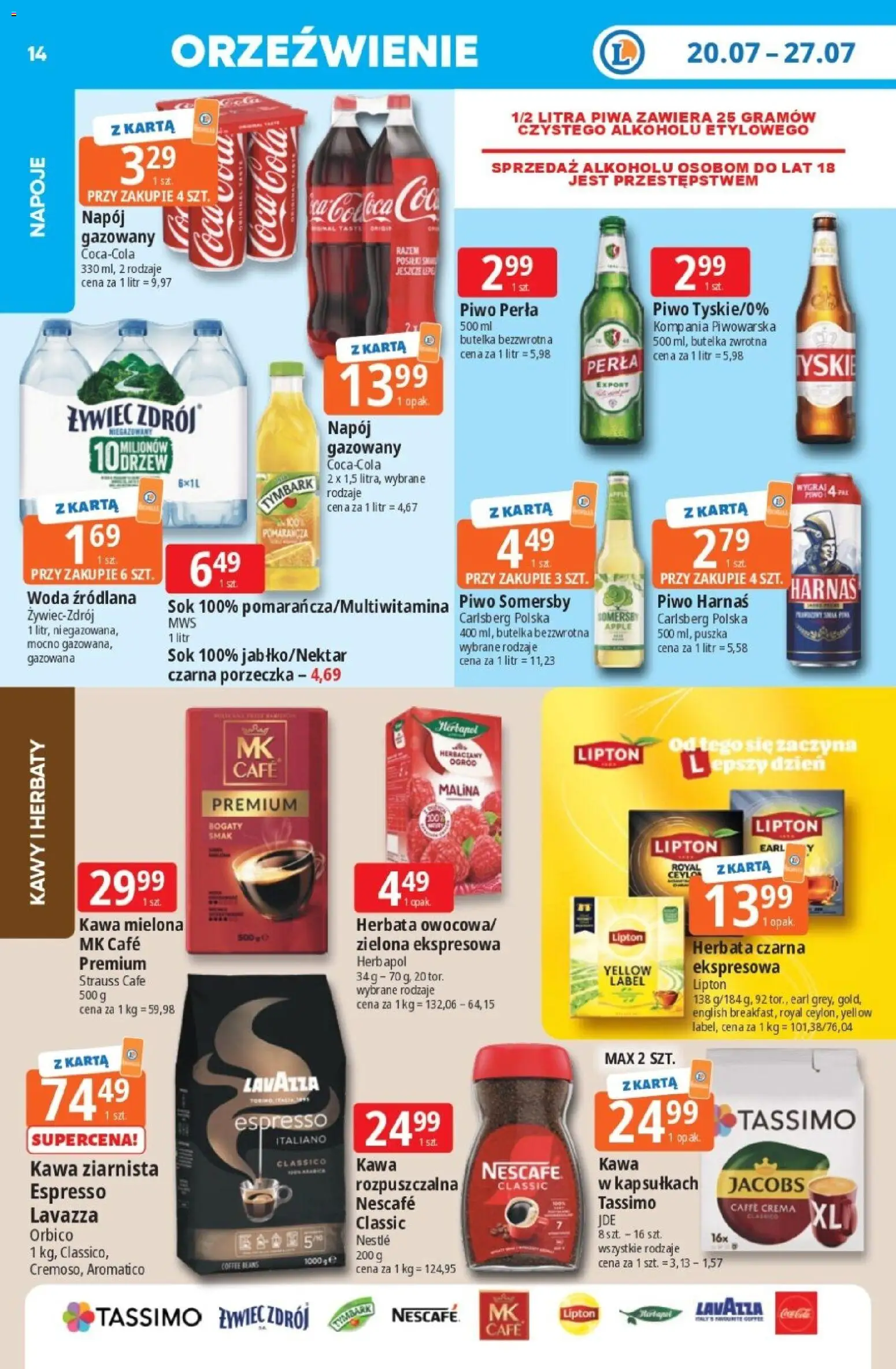 E.Leclerc gazetka od 20.07.2026 | Strona: 15 | Produkty: Nescafe, Kawa ziarnista, Piwo, Herbata