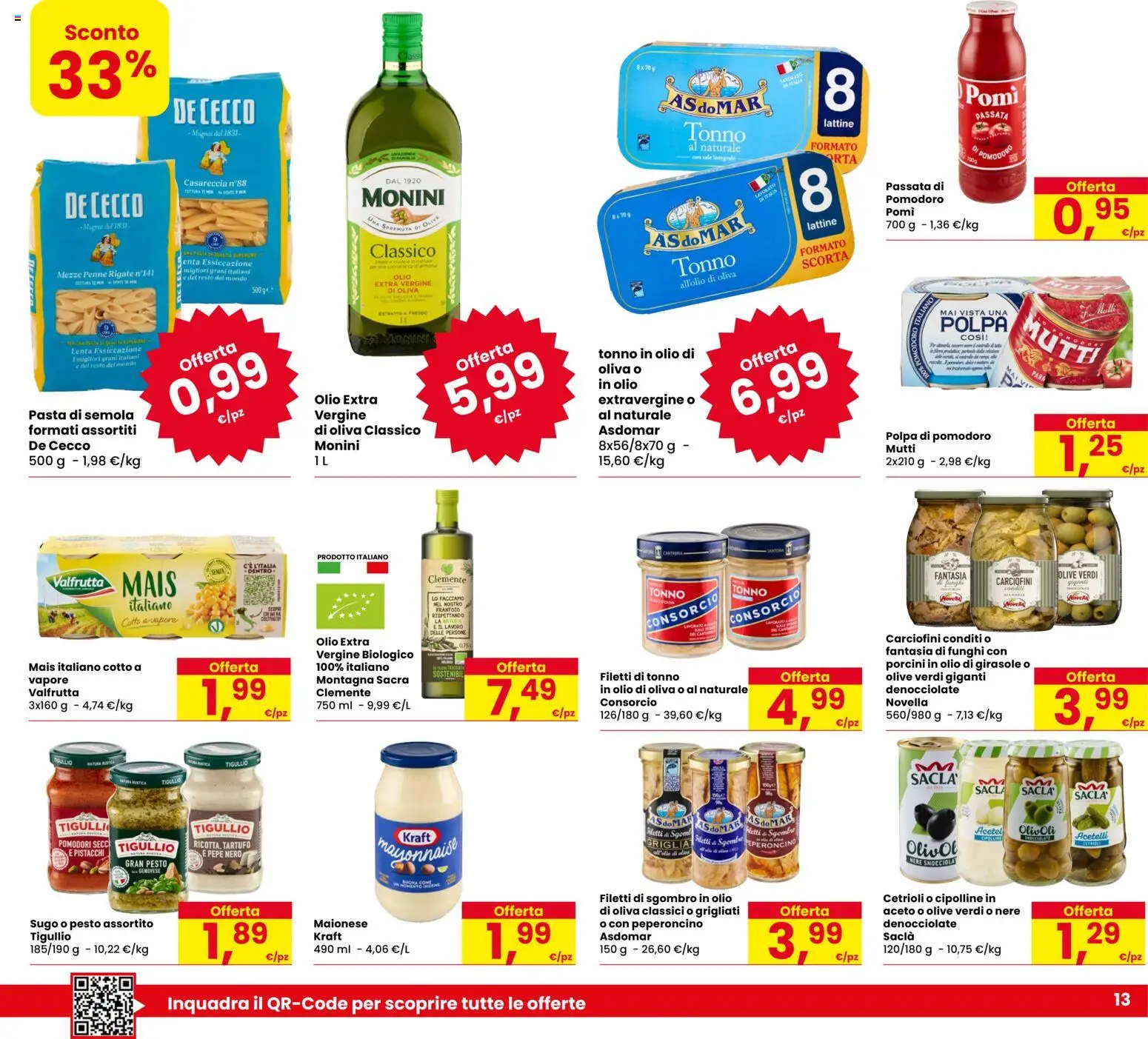 Volantino Eurospar del 20/08/2026 | Pagina: 13 | Prodotti: De Cecco, Maionese, Pomodoro, Olio