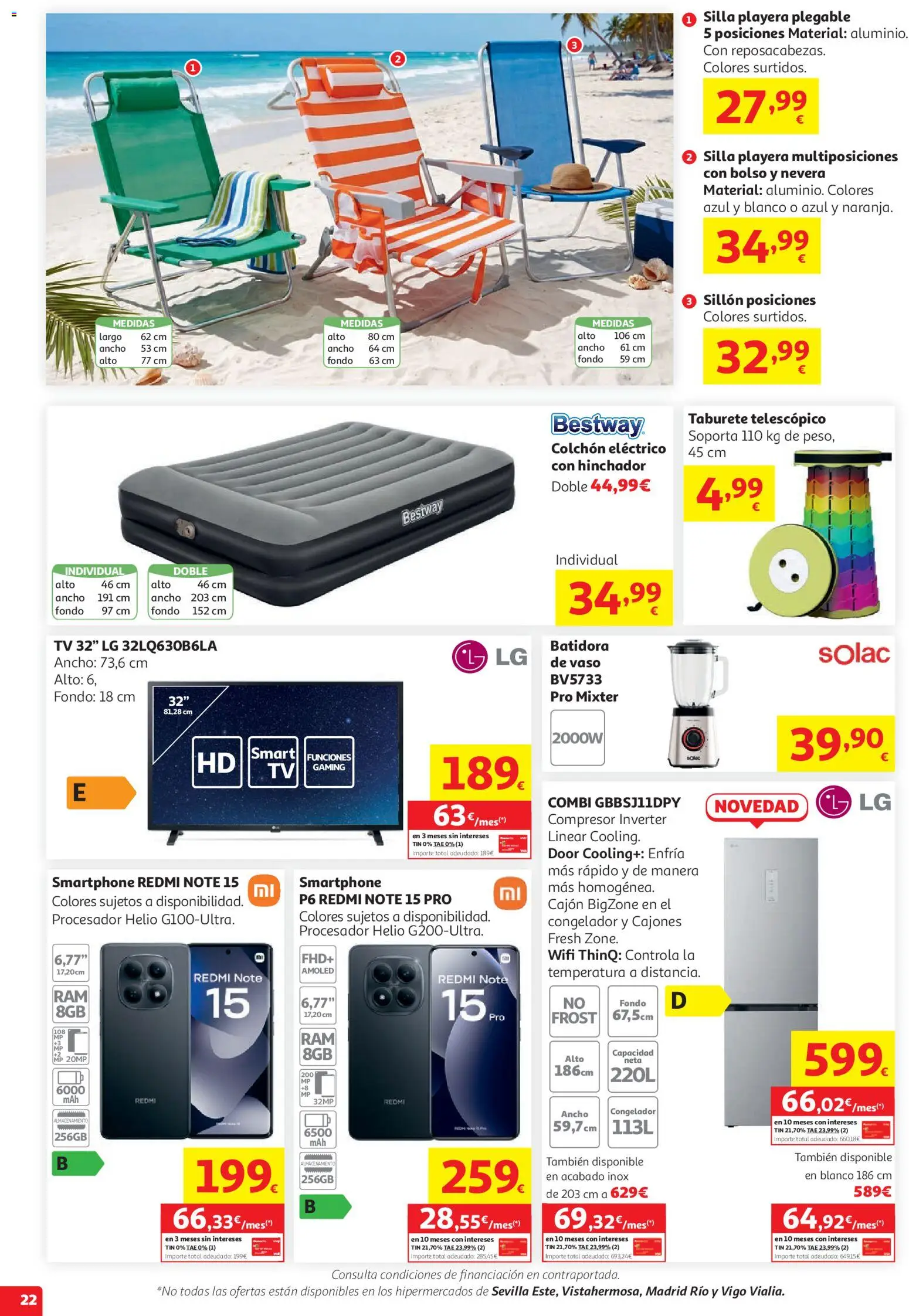 Alcampo HG Nacional Litoral │ válido desde el 29/07/2026 | Página: 22 | Productos: Colchon, Congelador, Combi, Nevera