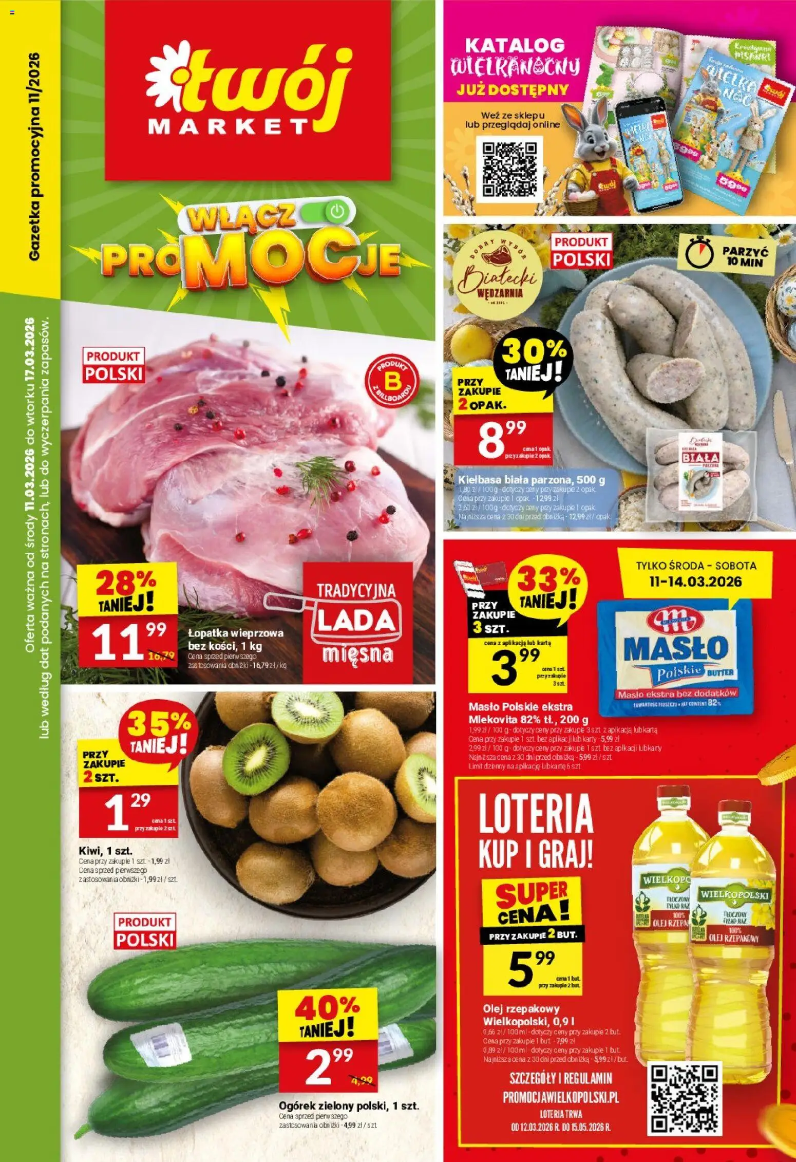 Twój Market gazetka od 11.03.2026 | Strona: 1 | Produkty: Karta, Olej rzepakowy, Masło, Olej