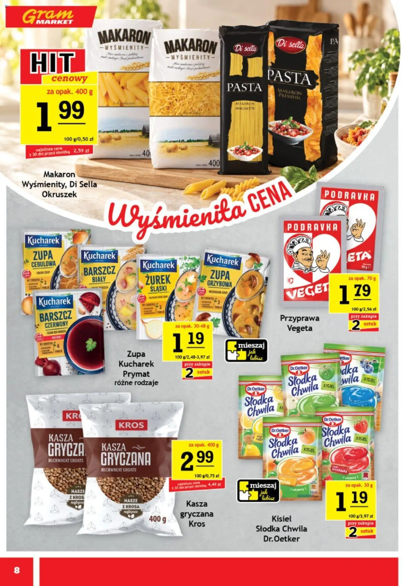 Gram Market gazetka od 30.09.2026 | Strona: 8 | Produkty: Spaghetti, Kasza, Pasta, Makaron