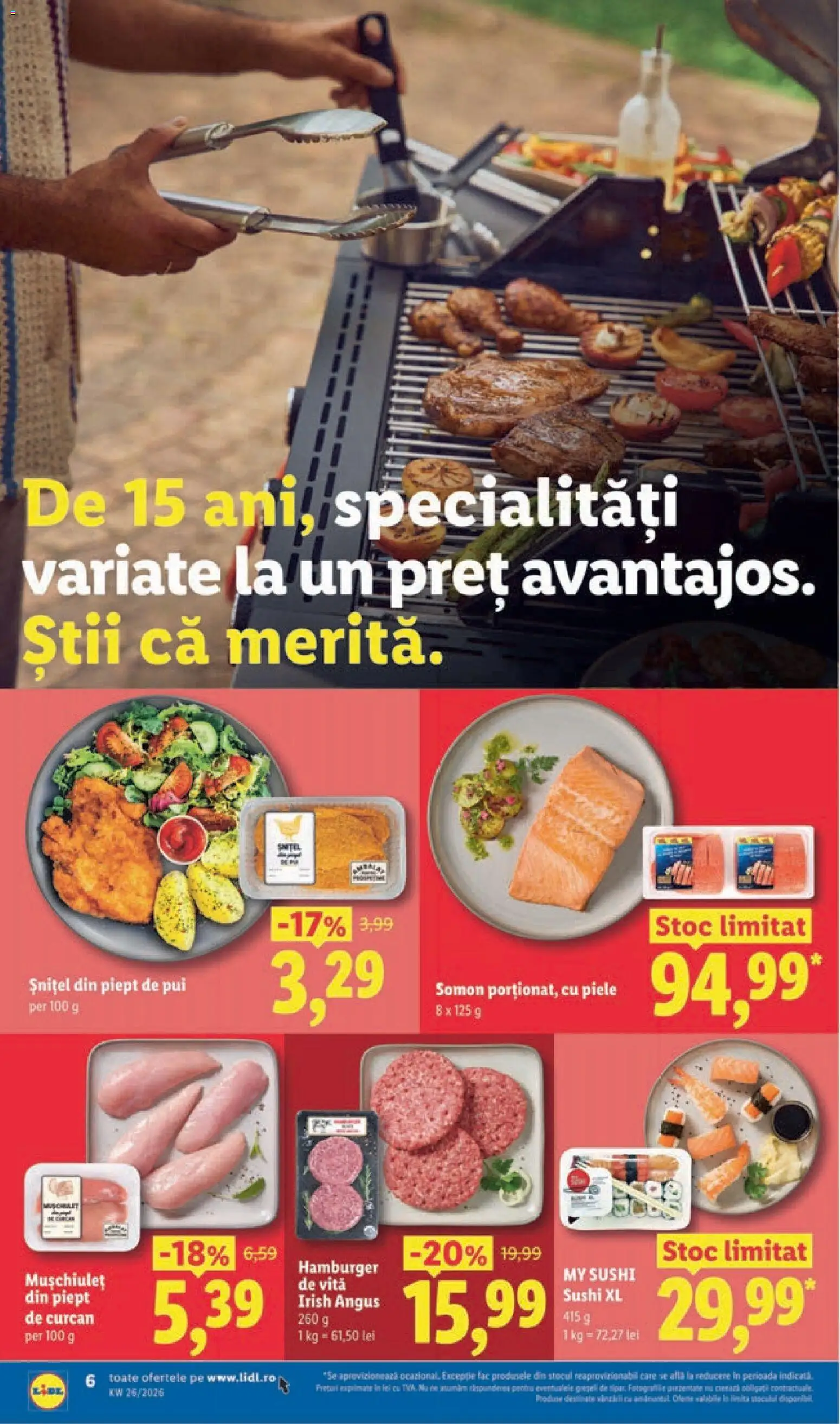 Noul catalog Lidl – valabil de la 22.06.2026 | Pagină: 6 | Produse: Hacıyatmaz Kedi Oyuncağı, Sushi, Burger, Cartofi
