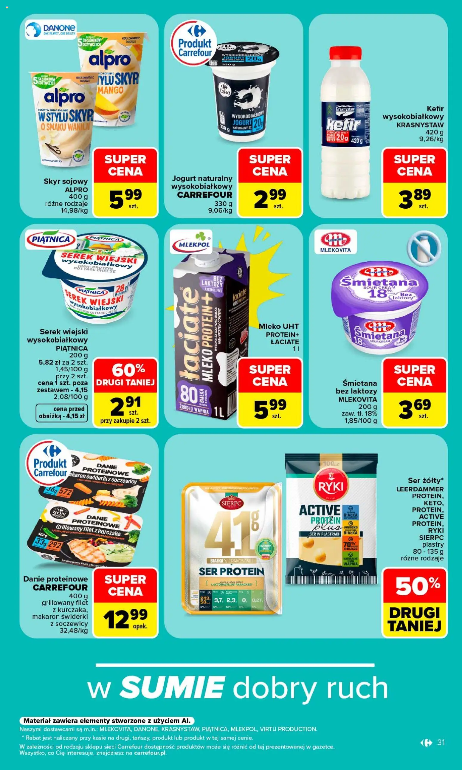 Carrefour gazetka - Siebie znasz najlepiej od 07.09.2026 | Strona: 31 | Produkty: Ser w plastrach, Śmietana, Makaron, Skyr
