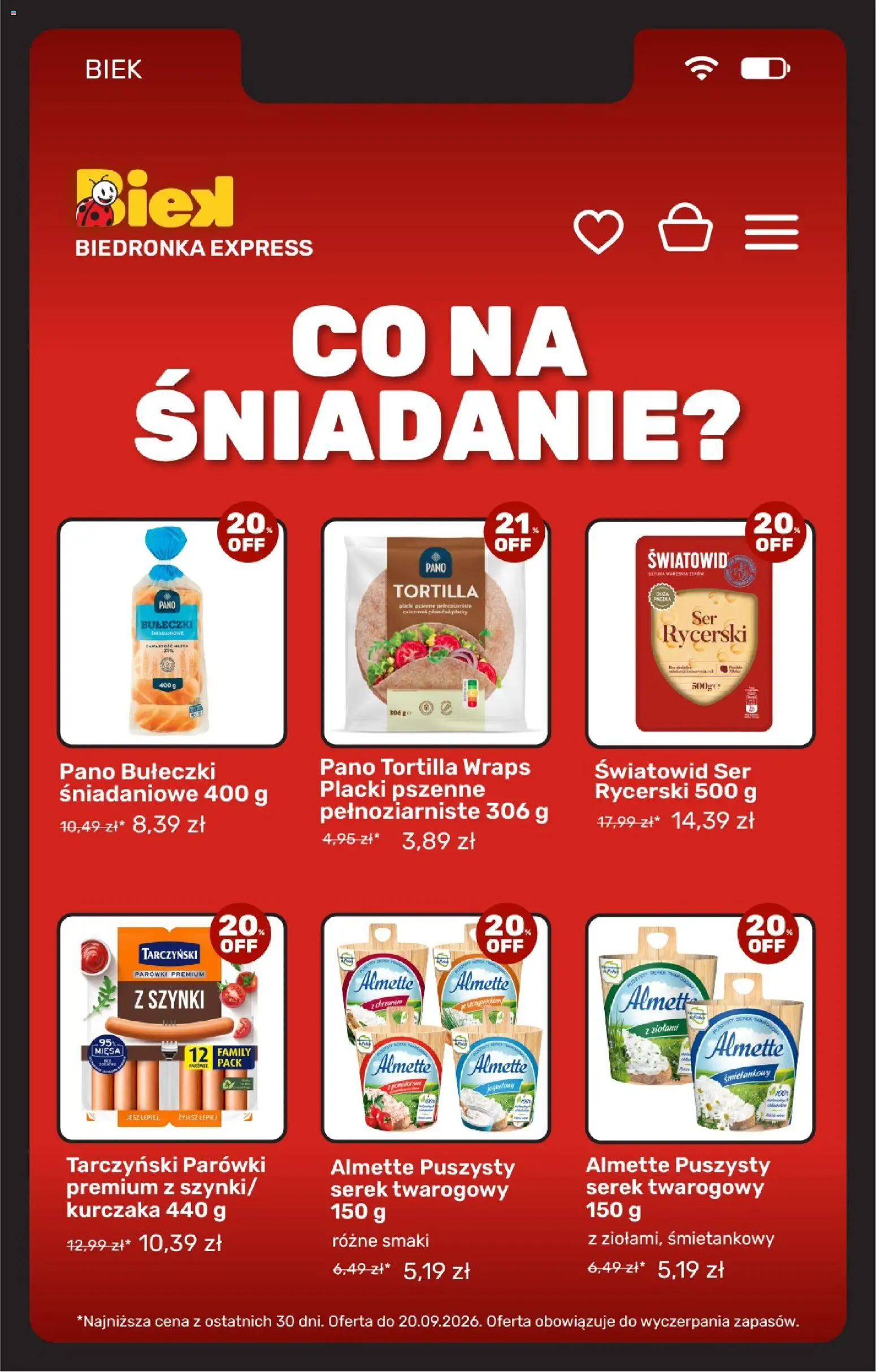 Biedronka gazetka - Biek od 18.09.2026 | Strona: 12 | Produkty: Tortilla Pano, Serek, Bułeczki śniadaniowe, Ser