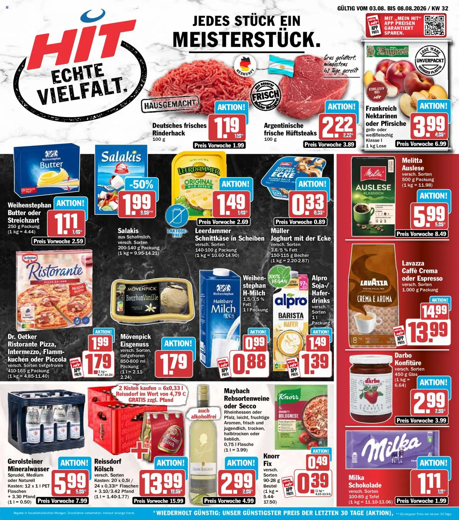 HIT Prospekt – gültig ab 03.08.2026 | Seite: 1 | Produkte: Butter, Knorr, Leerdammer, Alpro