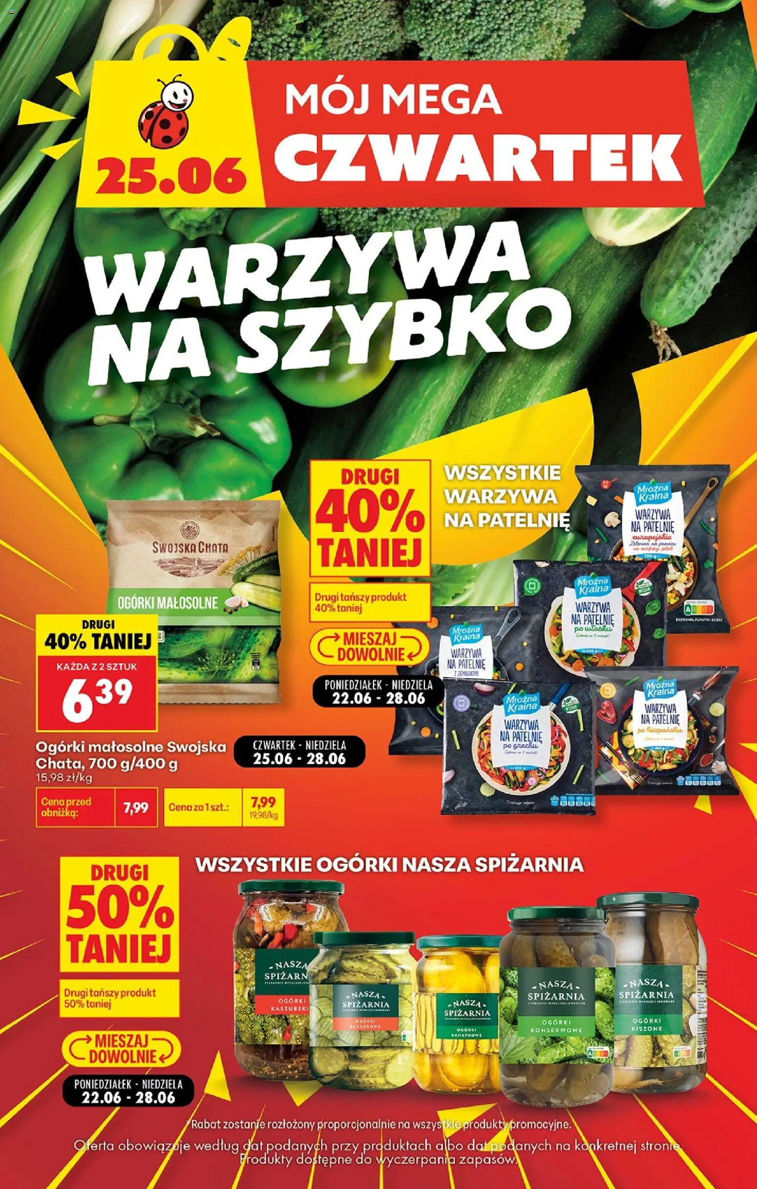 Biedronka gazetka - Mój Mega Czwartek od 25.06.2026 | Strona: 2 | Produkty: Patelnie, Ogórki, Warzywa, Ogórki konserwowe