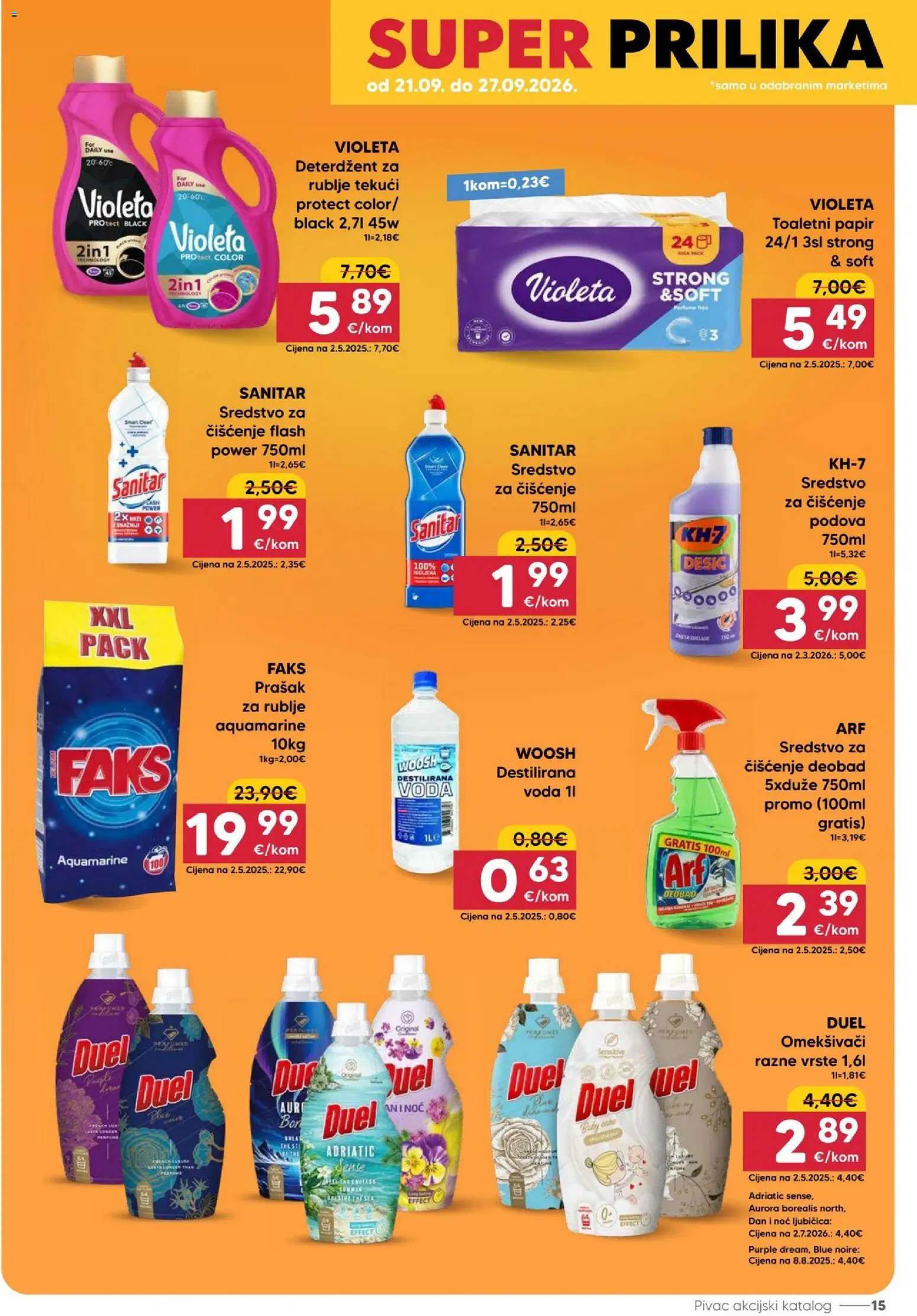 Pivac katalog | vrijedi od 21.09.2026 | Stranica: 15 | Proizvodi: Faks, Deterdžent, Toaletni papir, Violeta