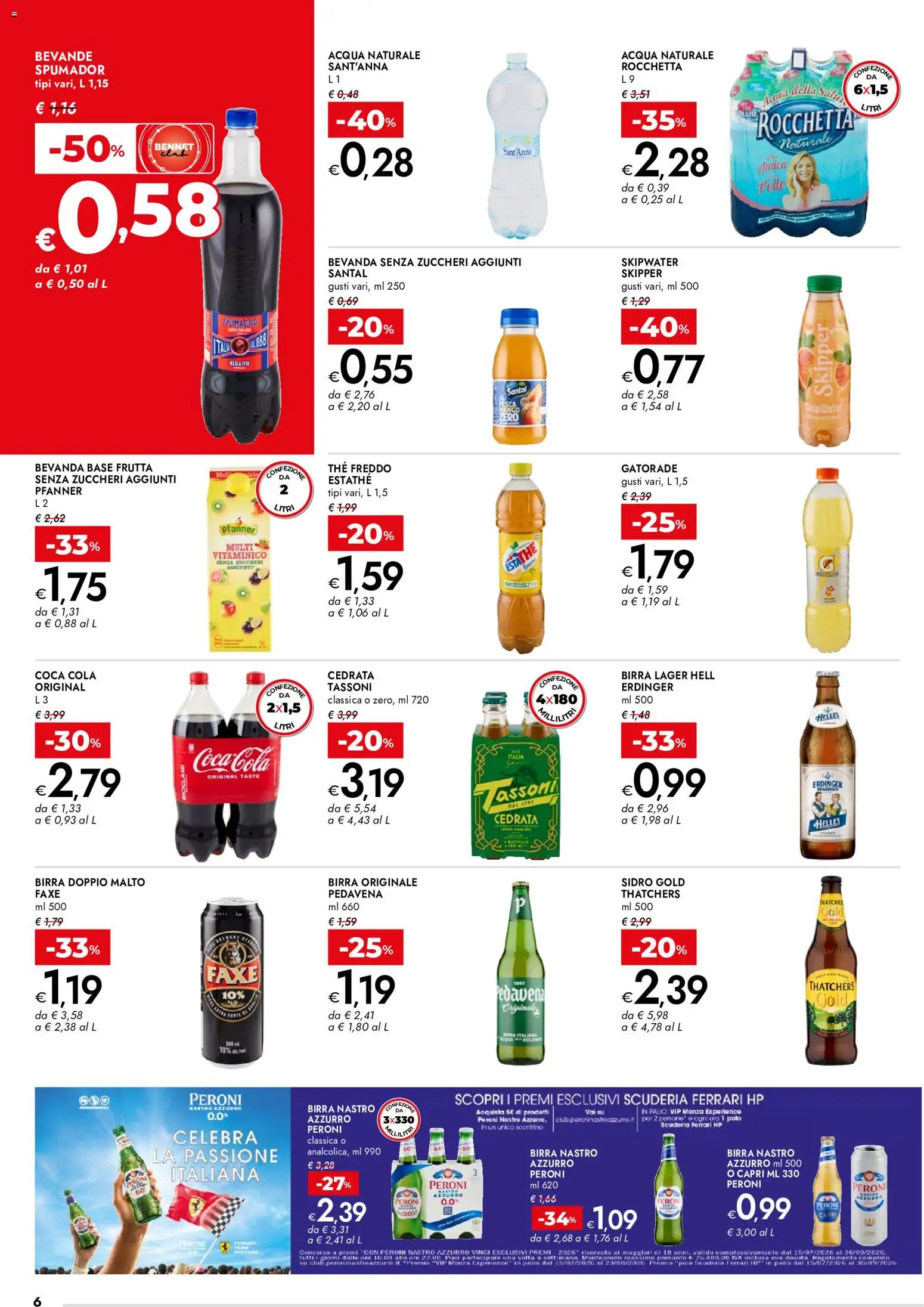 Volantino bennet del 13/08/2026 | Pagina: 6 | Prodotti: Birra, Acqua naturale, Sidro, Cedrata