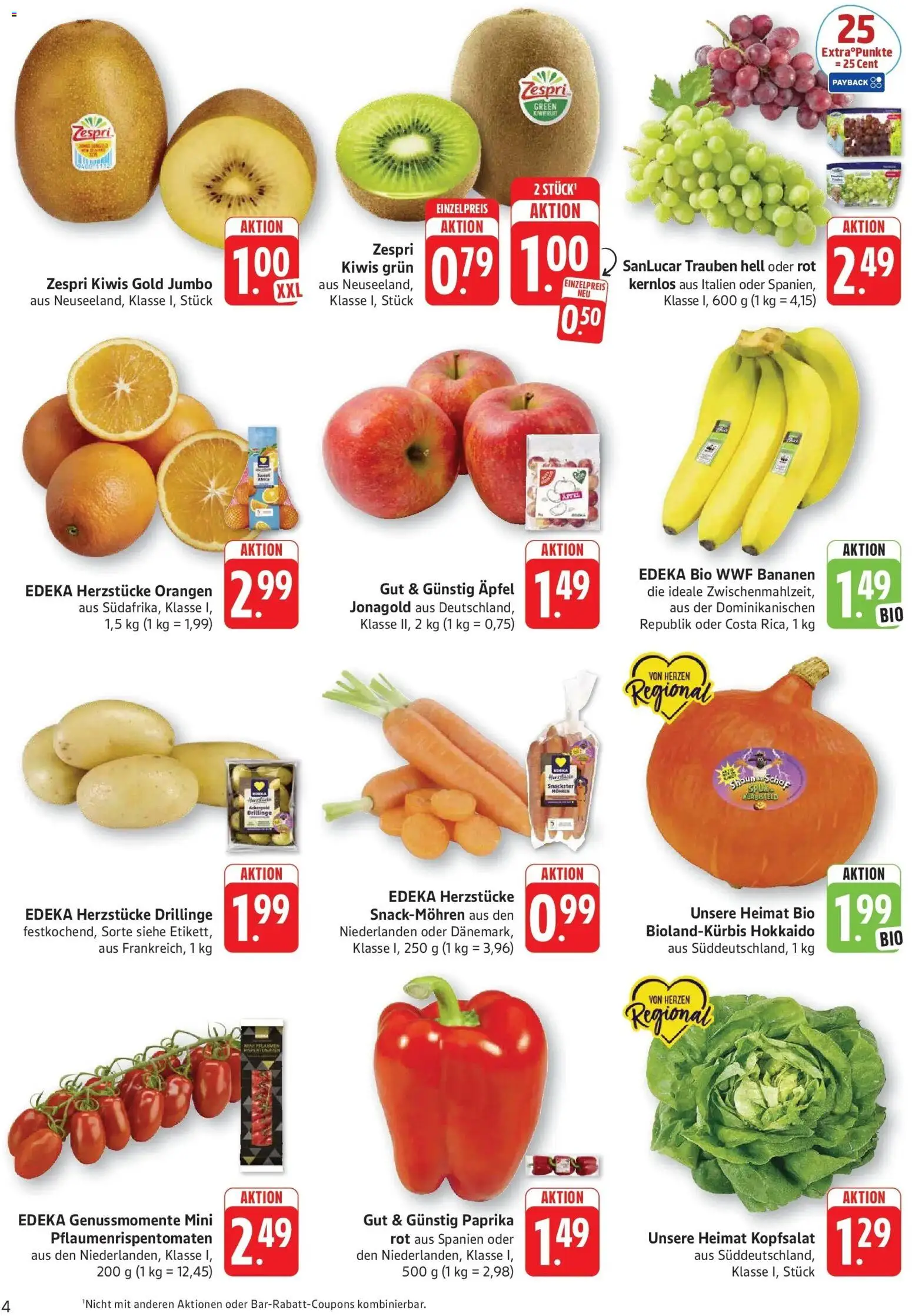 Edeka Prospekt Kröppen (ab 14.09.2026) » Angebote Online | Seite: 4 | Produkte: Äpfel, Bananen, Orangen, Paprika