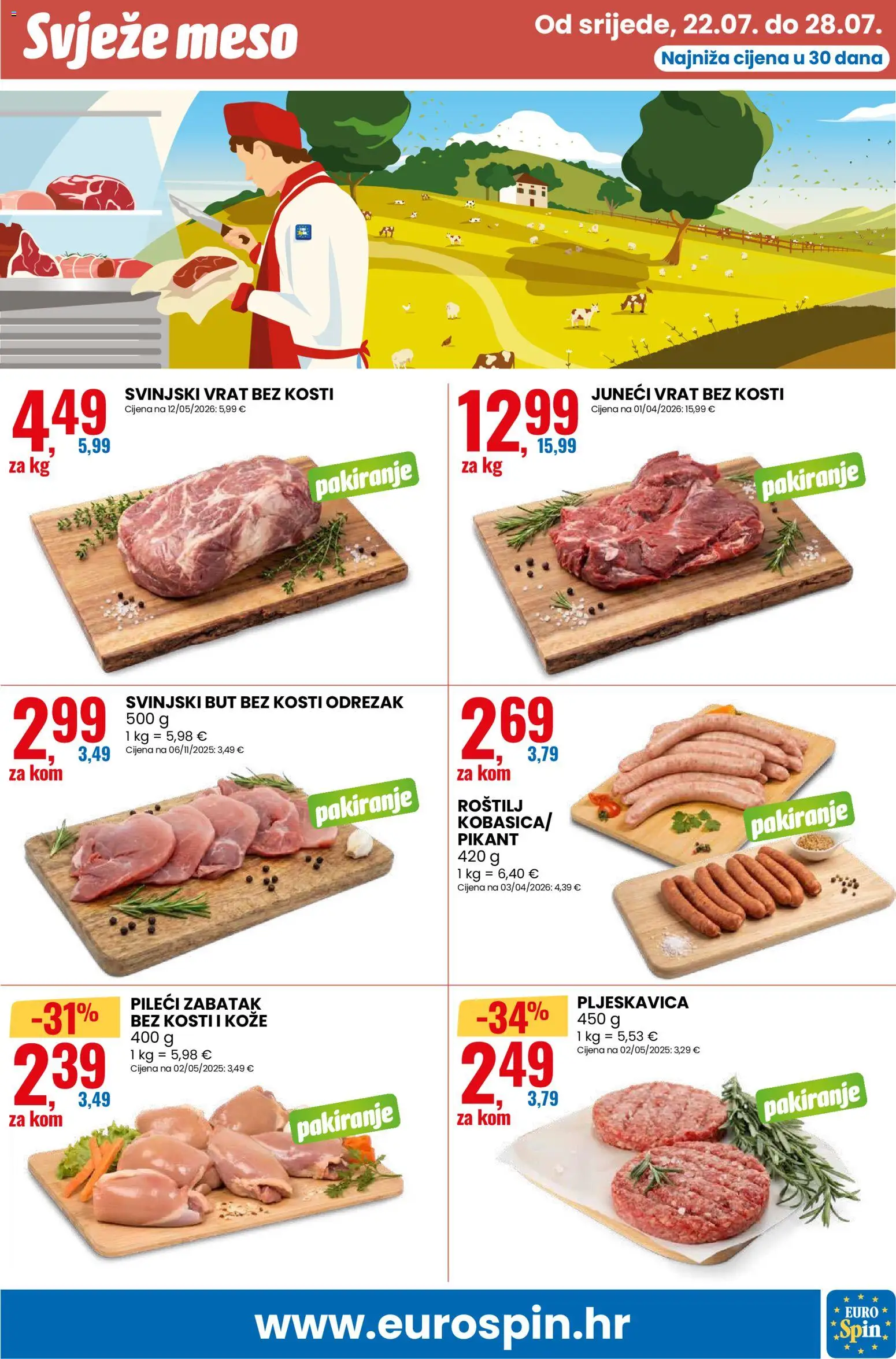 Eurospin katalog | vrijedi od 22.07.2026 | Stranica: 9 | Proizvodi: Roštilj, Svinjski vrat, Svinjski but, Grill
