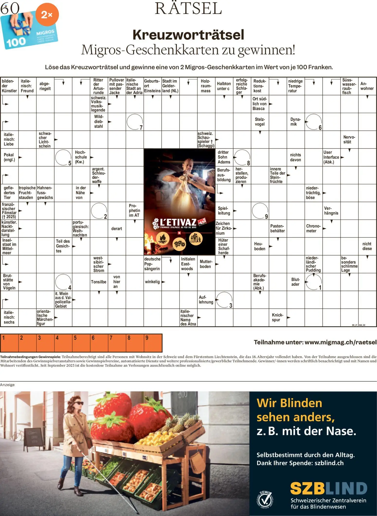 Migros aktionen Magazin – gültig ab 01.07.2026 | Seite: 60 | Produkte: Bilden, Jacke, Fisch, Sehen