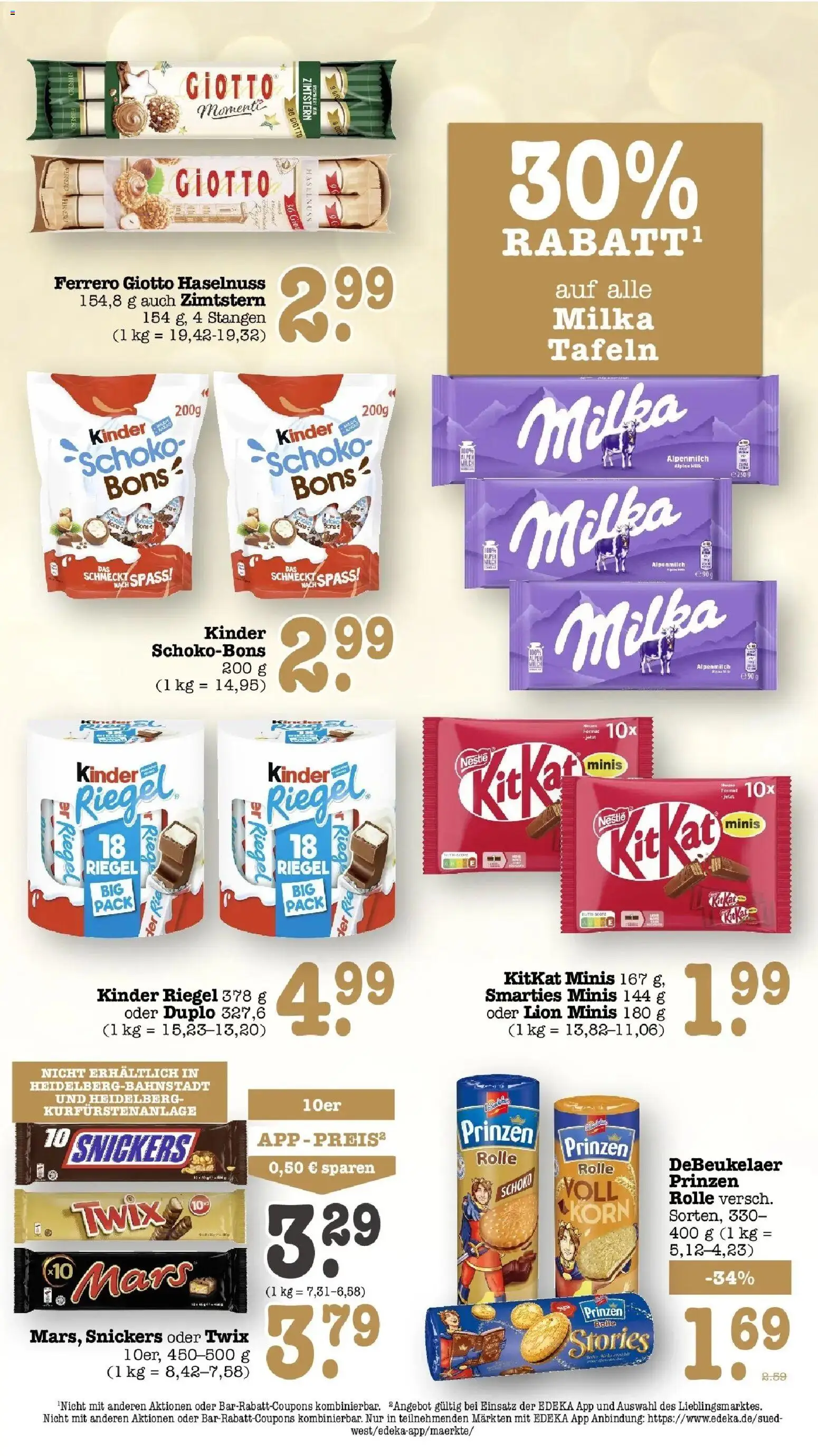 Edeka Prospekt Heidelberg (ab 28.09.2026) » Angebote Online | Seite: 36 | Produkte: Milka, Kinder riegel, Snickers, Mars