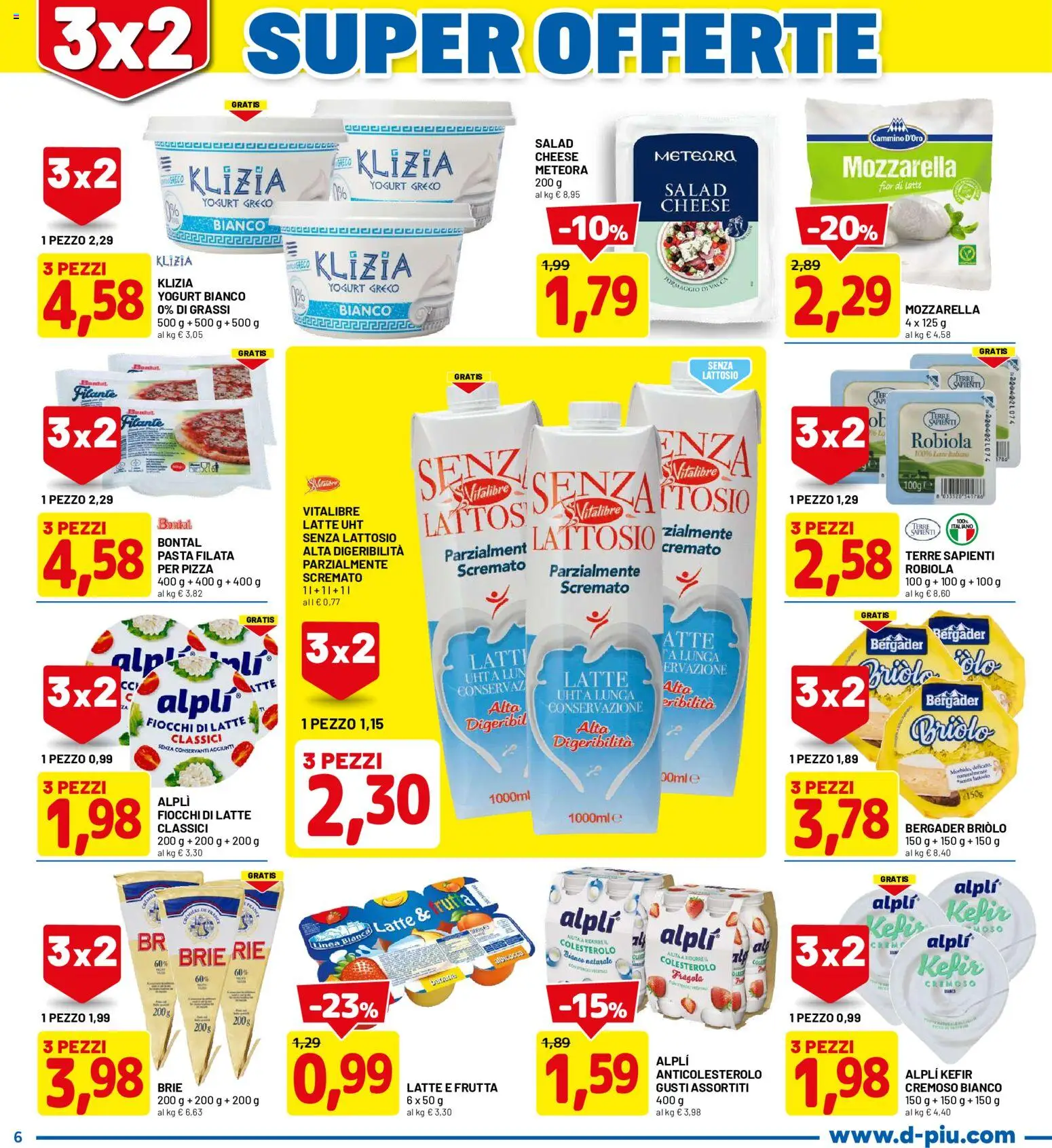 Volantino D Più del 08.06.2026 | Pagina: 6 | Prodotti: Yogurt, Pizza, Fiocchi di latte, Fiocchi
