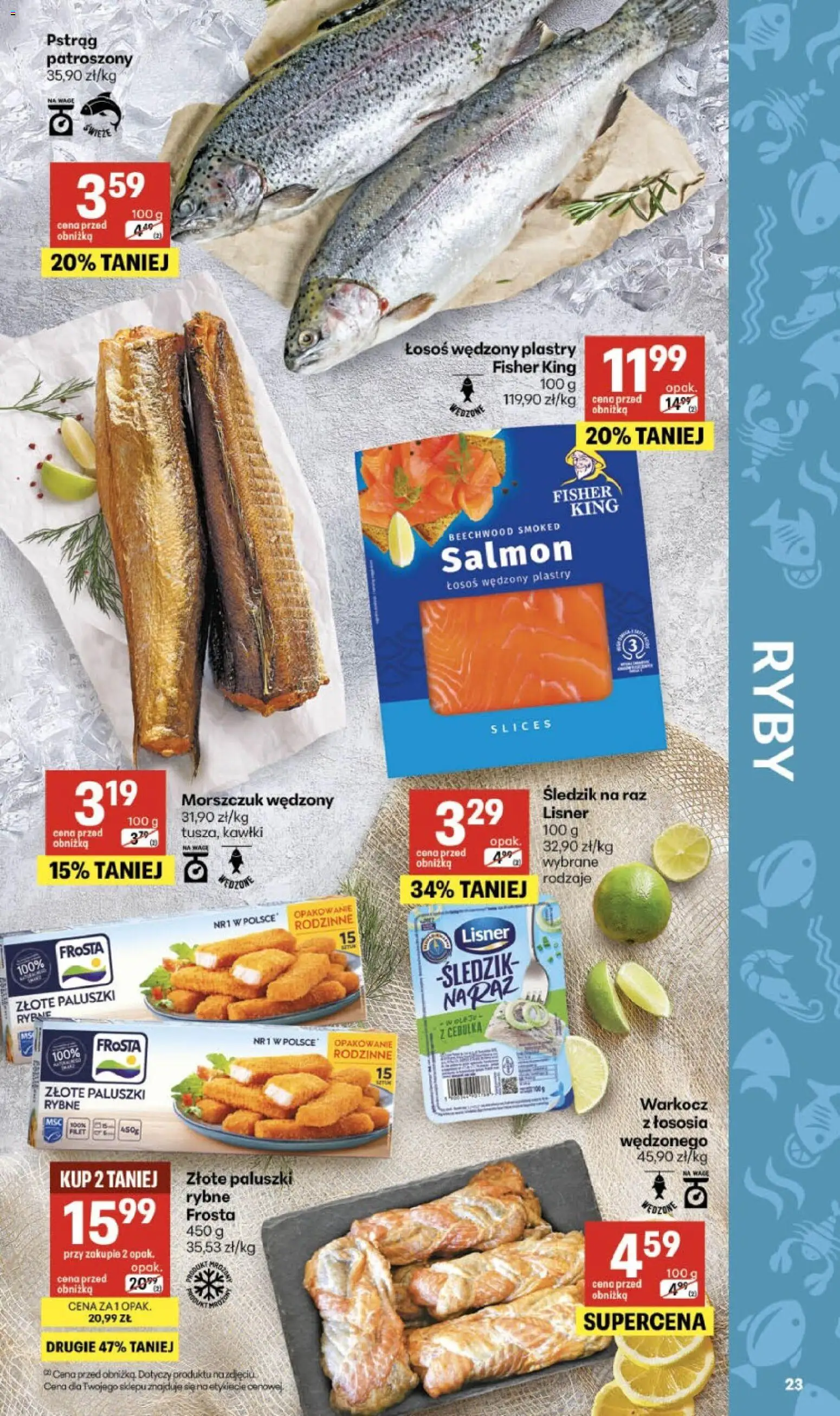 Delikatesy Centrum gazetka od 03.09.2026 | Strona: 23 | Produkty: Frosta, Łosoś wędzony, Pstrąg, Filet