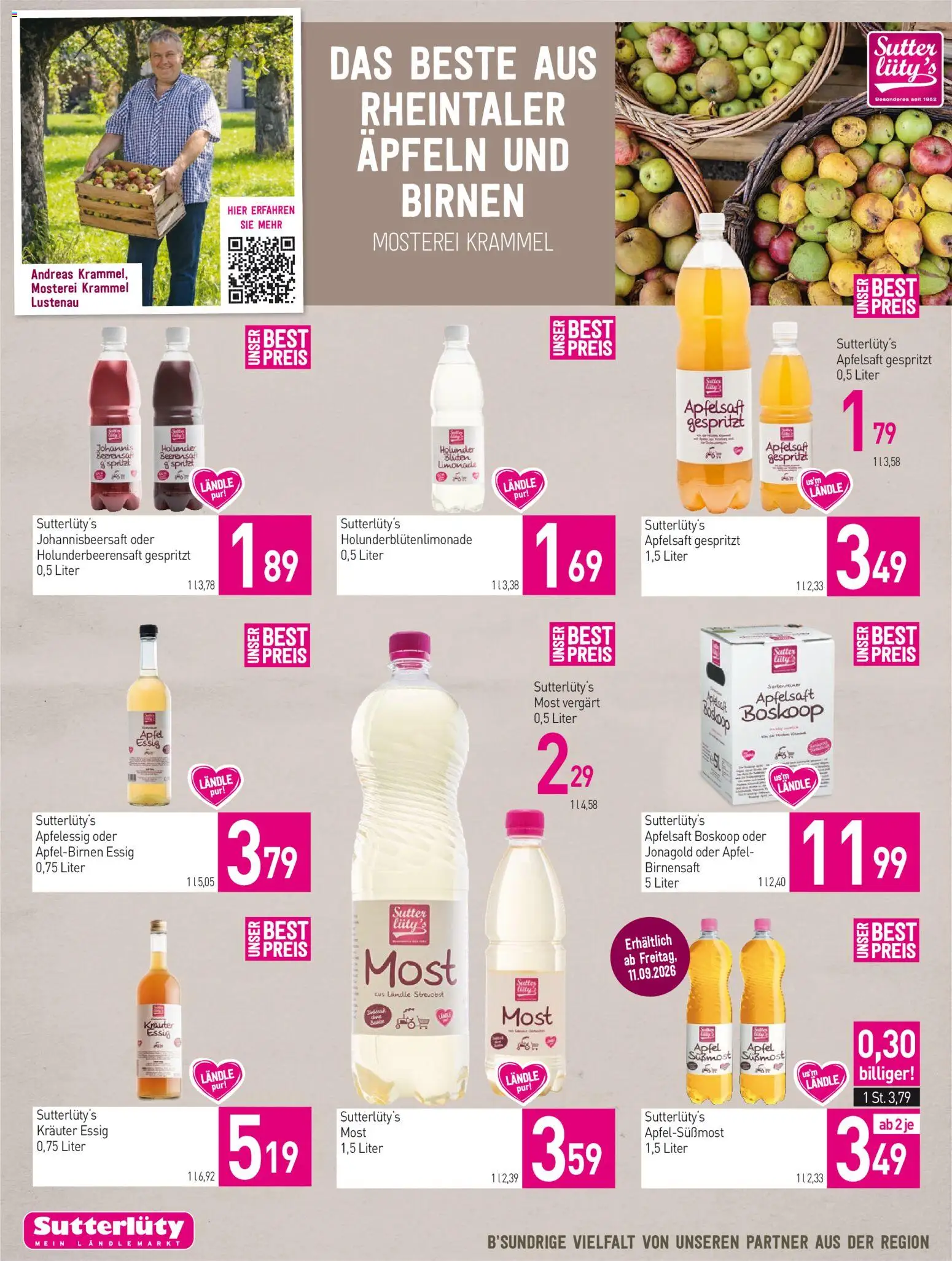 Sutterlüty Flugblatt gültig ab 10.09.2026 | Seite: 12 | Produkte: Apfelsaft, Äpfel