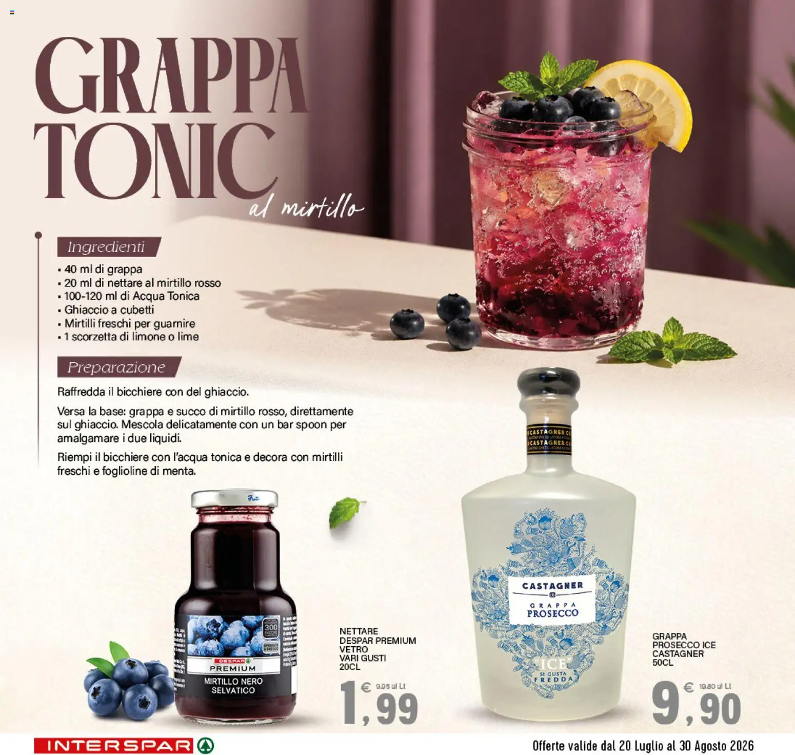 Volantino Interspar del 20/07/2026 | Pagina: 9 | Prodotti: Prosecco, Limone, Lime, Mirtilli