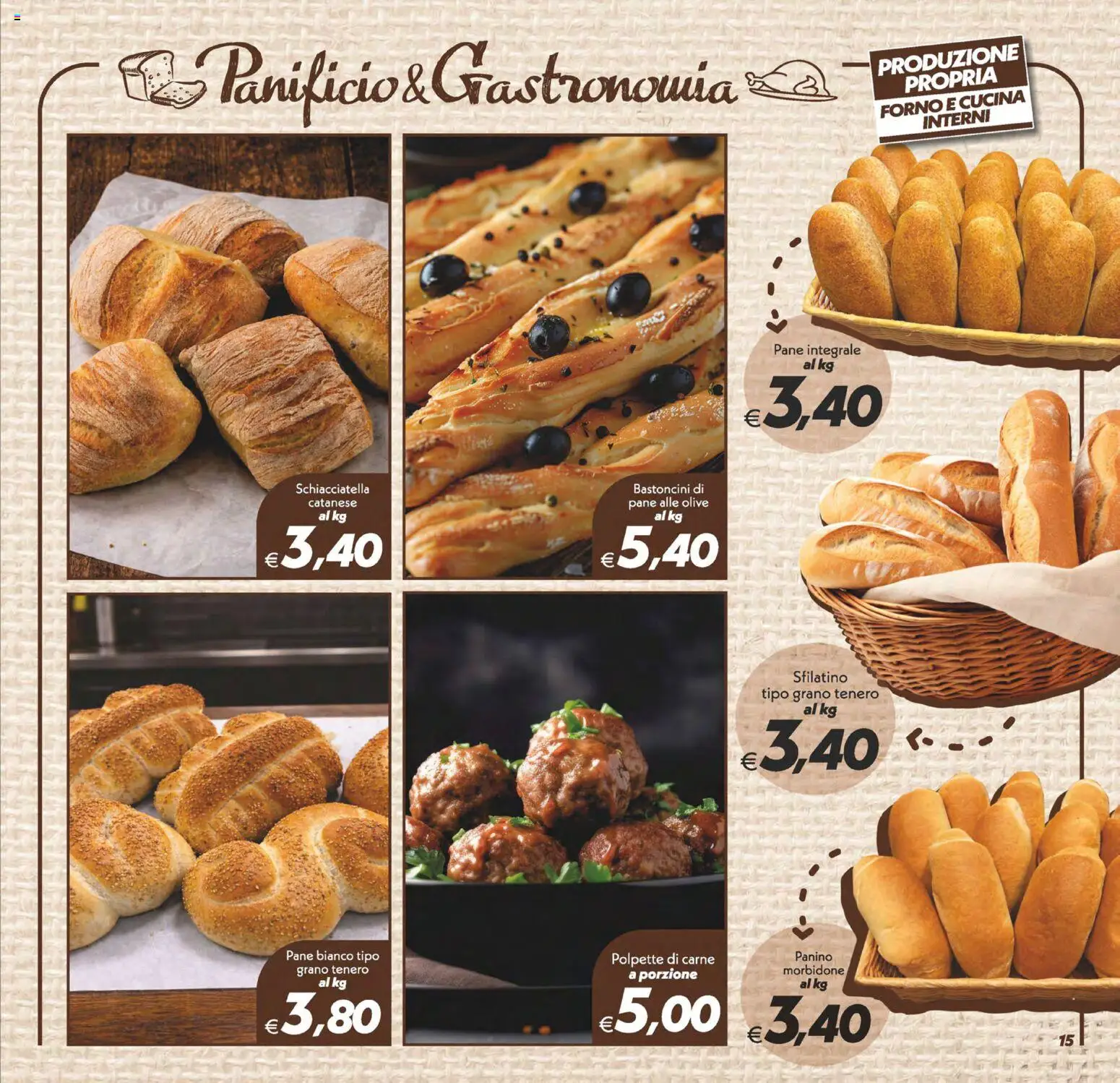 Volantino SuperConveniente del 01/09/2026 | Pagina: 15 | Prodotti: Pane, Olive, Carne, Polpette