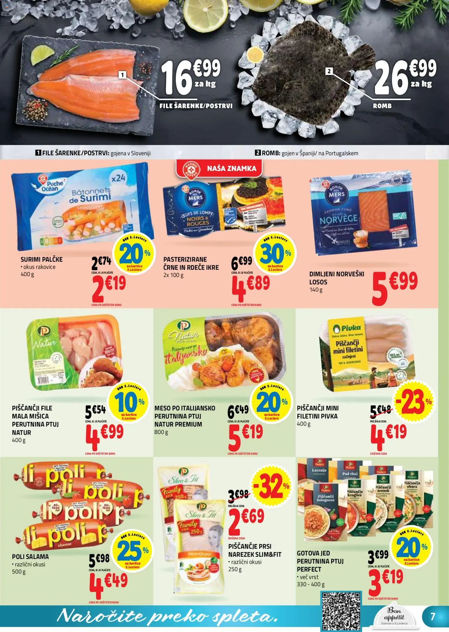 Novi E.leclerc katalog ponudbe – veljaven od 19.08.2026 | Stran: 7 | Izdelki: Narezek, Losos, Salama