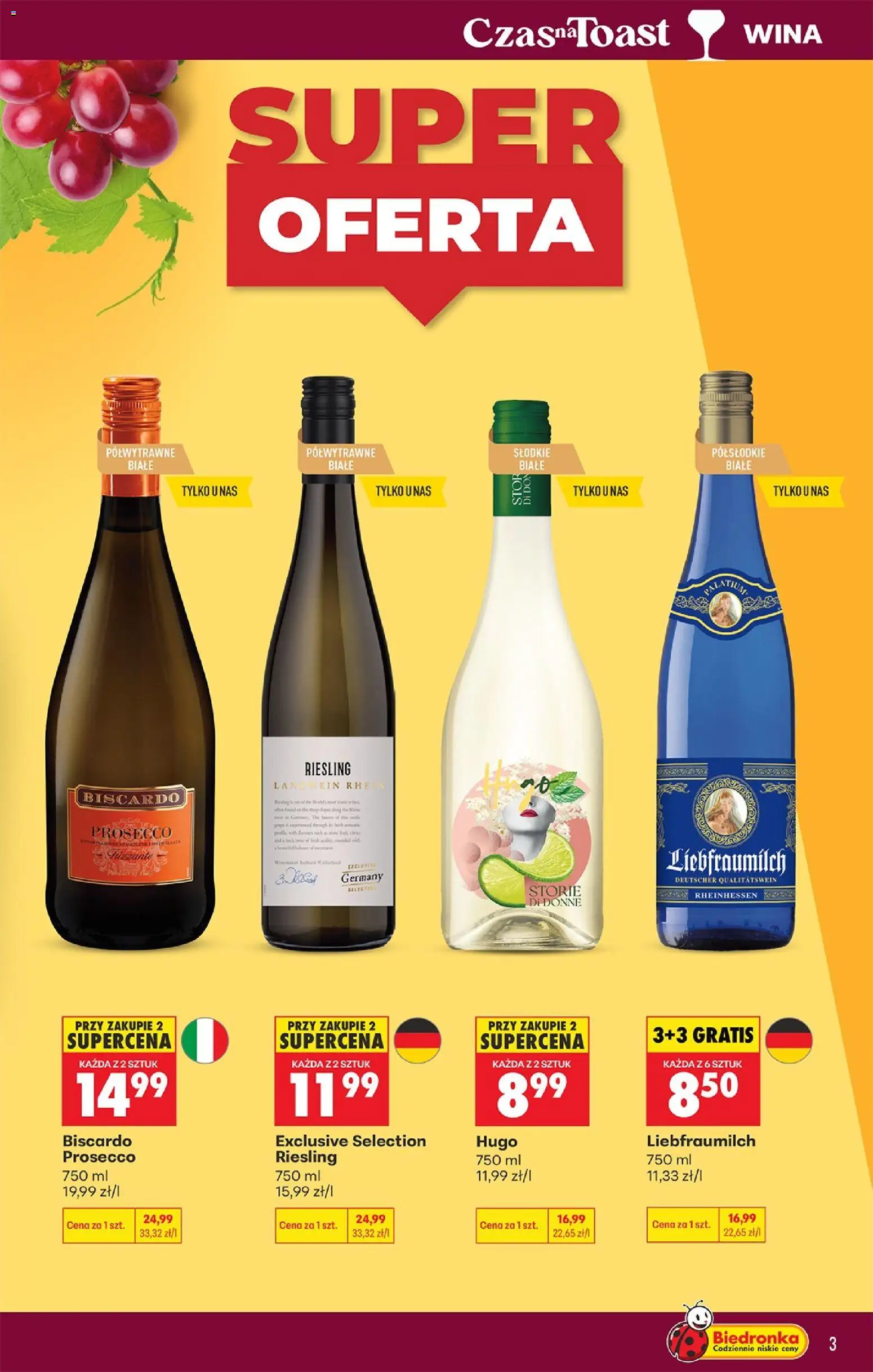 Biedronka Polsko leták - Czas na toast od 18.05.2026 | Strana: 3 | Produkty: Prosecco, Riesling