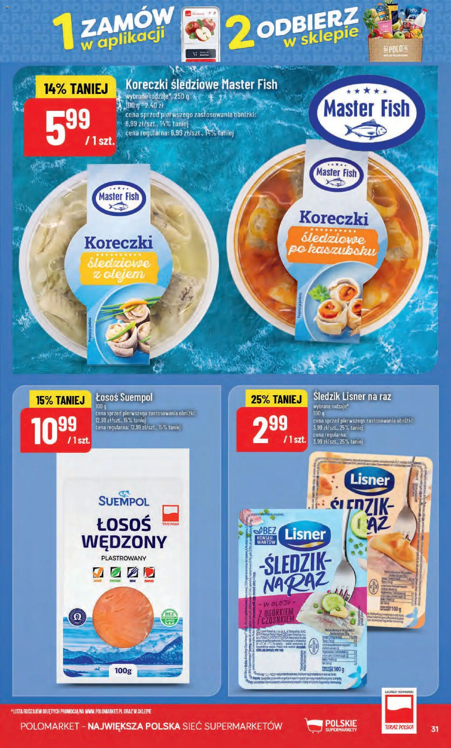 POLOmarket gazetka od 02.09.2026 | Strona: 31 | Produkty: Łosoś, Koreczki śledziowe