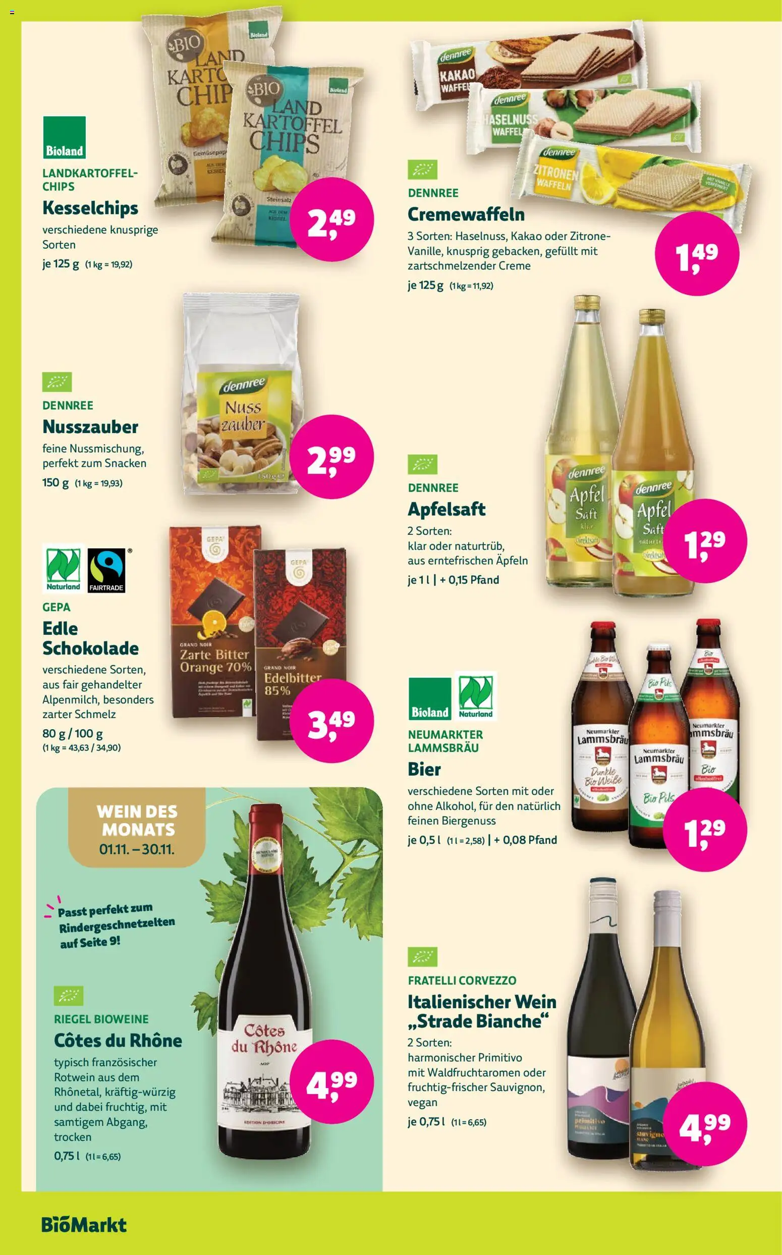 BioMarkt Prospekt – gültig ab 04.11.2026 | Seite: 12 | Produkte: Schokolade, Apfelsaft, Creme, Saft