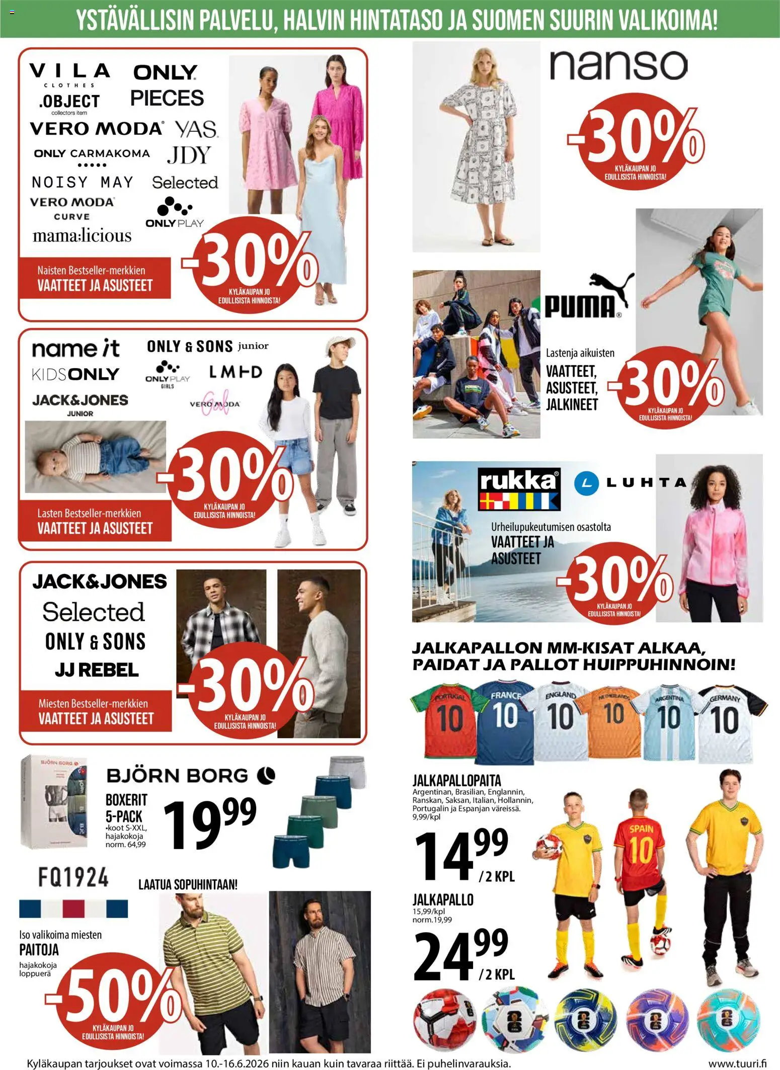 Tuuri tarjoukset – voimassa 10.06.2026 alkaen | Sivu: 6 | Tuotteet: Jalkapallo, Vaatteet